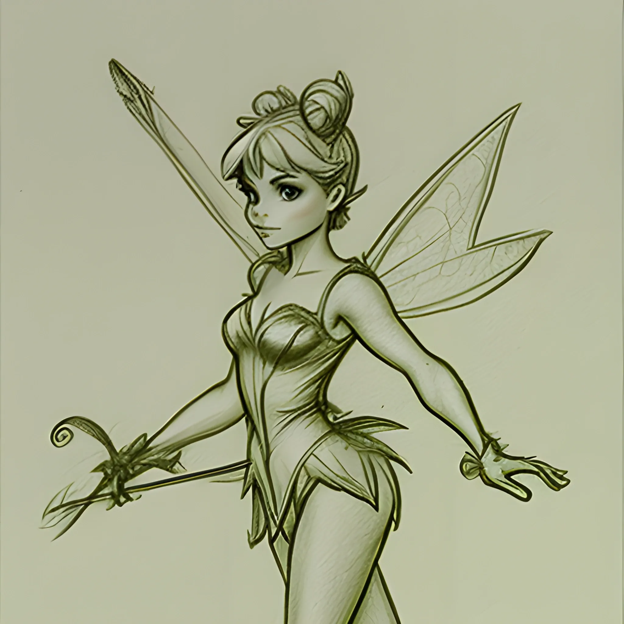 Tinker Bell from Peter Pan, , Pencil Sketch