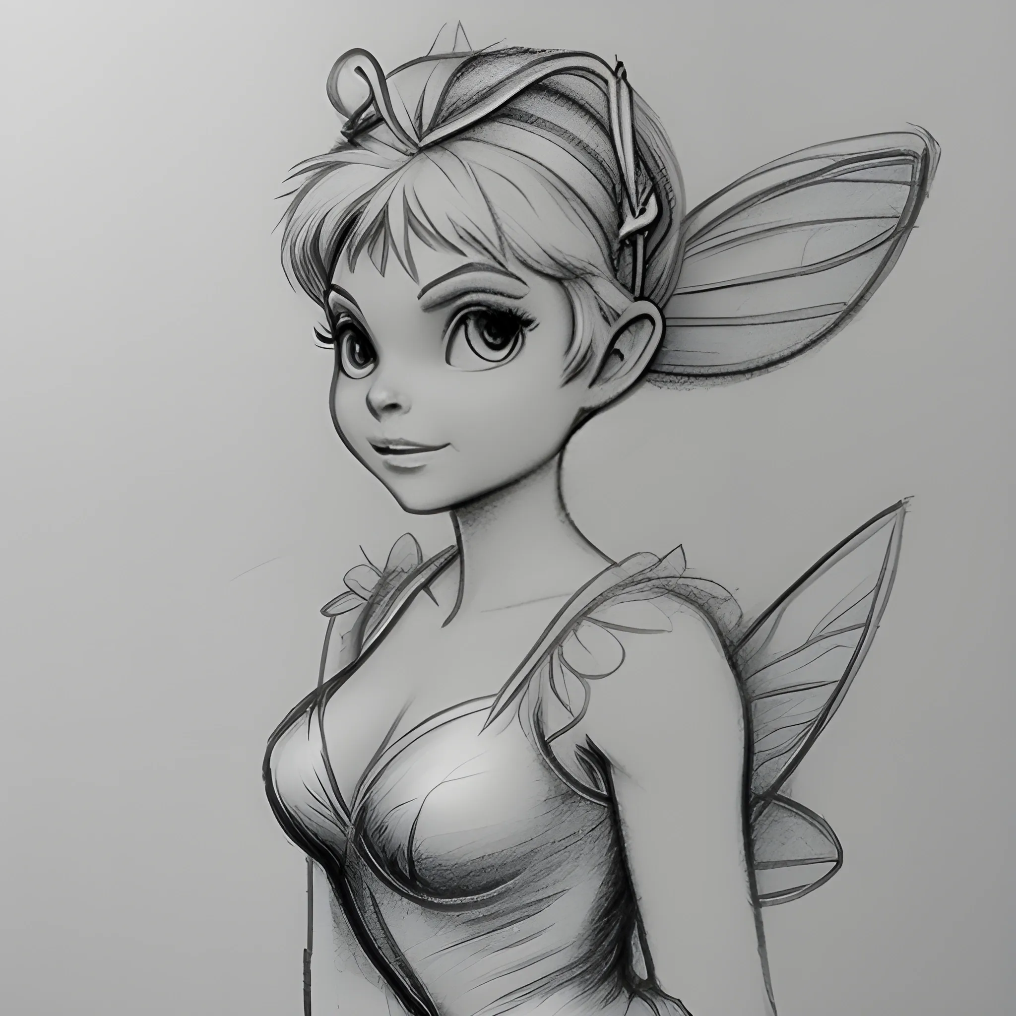 pencil drawing of tinkerbell
