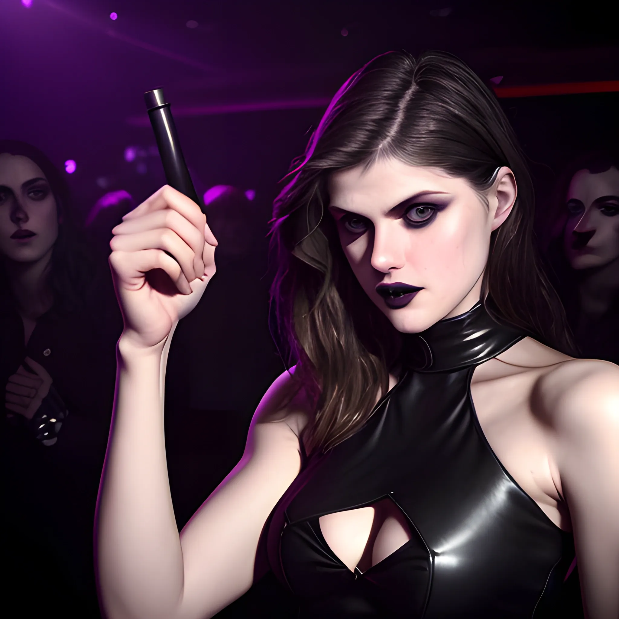 Sks Woman Alexandra Daddario In A Nightclub Very Dark Goth Ma Arthub Ai