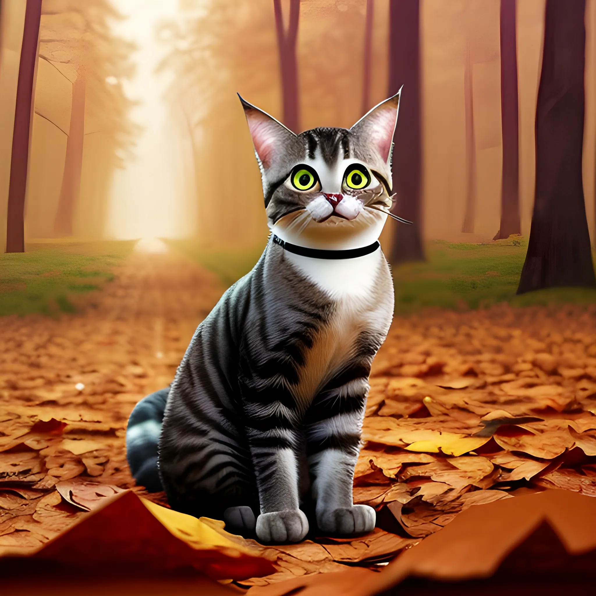 (((by finchwing))), a panorama Looking straight at the camera photo of a cat, at dawn during autumn, (in the style of Primitivism and Nostalgiacore), (trending on Behance HD), (classic,), (furry, eye strain, dystopian, microscopic), (high quality,4k,HD), (detailed), (masterpiece), (best quality), (highres), (extremely detailed), (8k), (NSFW:0.5)