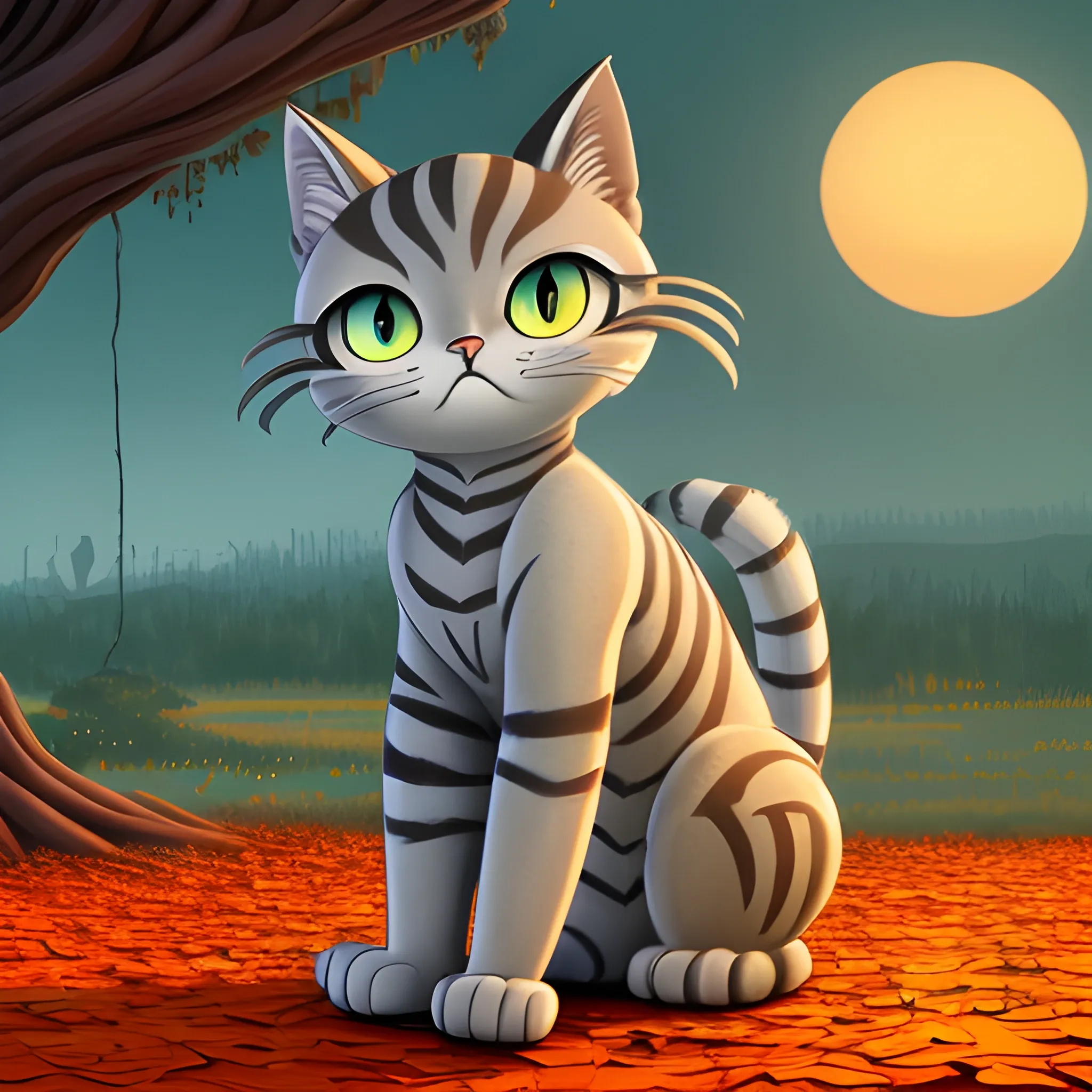 (((by finchwing))), a panorama Looking straight at the camera photo of a bipedal anthropomorphic cat, at dawn during autumn, (in the style of Primitivism and Nostalgiacore), (trending on Behance HD), (classic,), (furry, eye strain, dystopian, microscopic), (high quality,4k,HD), (detailed), (masterpiece), (best quality), (highres), (extremely detailed), (8k), (NSFW:0.5) (cartoon)