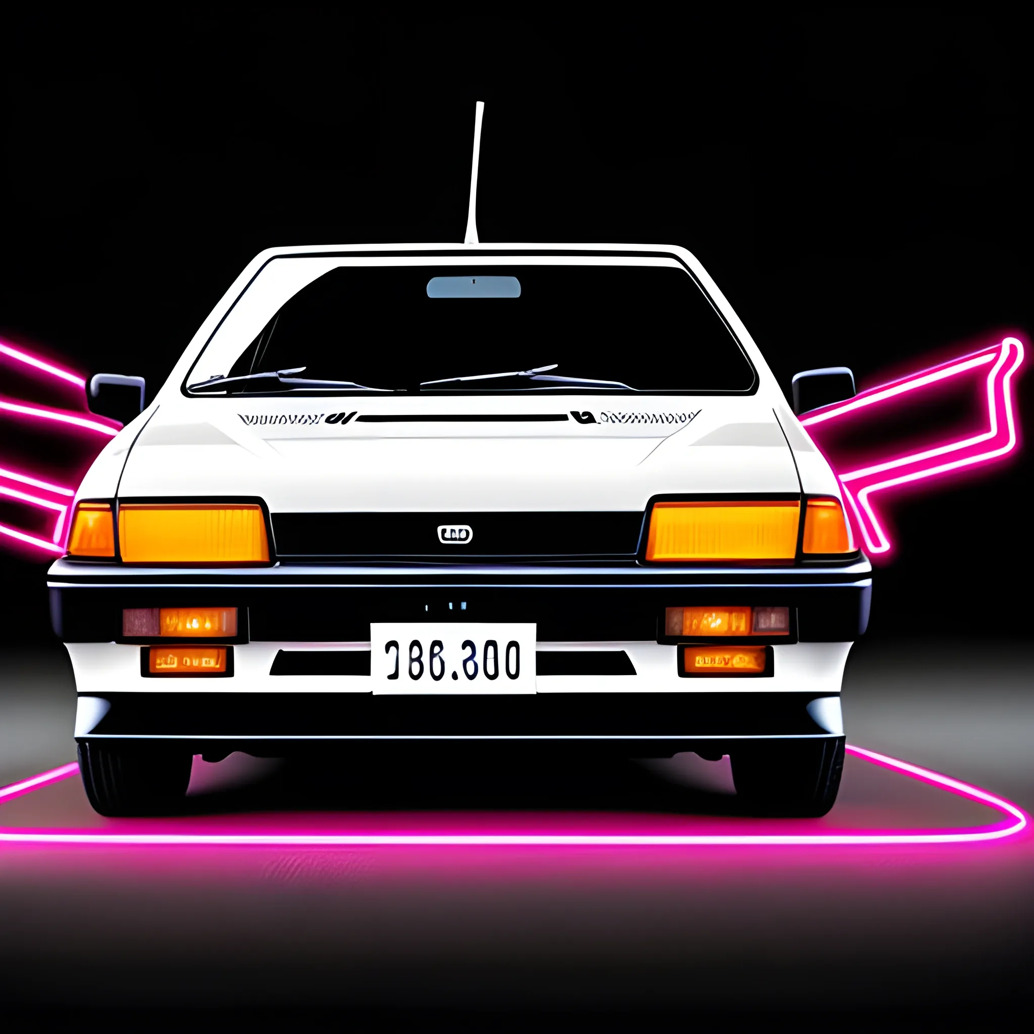 Iconic Toyota trueno levin gr86 1986 black and white, 4k HD, rose, night on the city, neon light, 