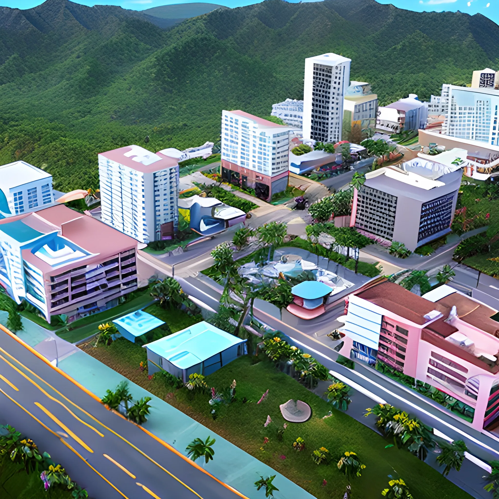 Make a caguas puerto rico city image, unreal engine 5, 8k, ultra high definition, miniature effect