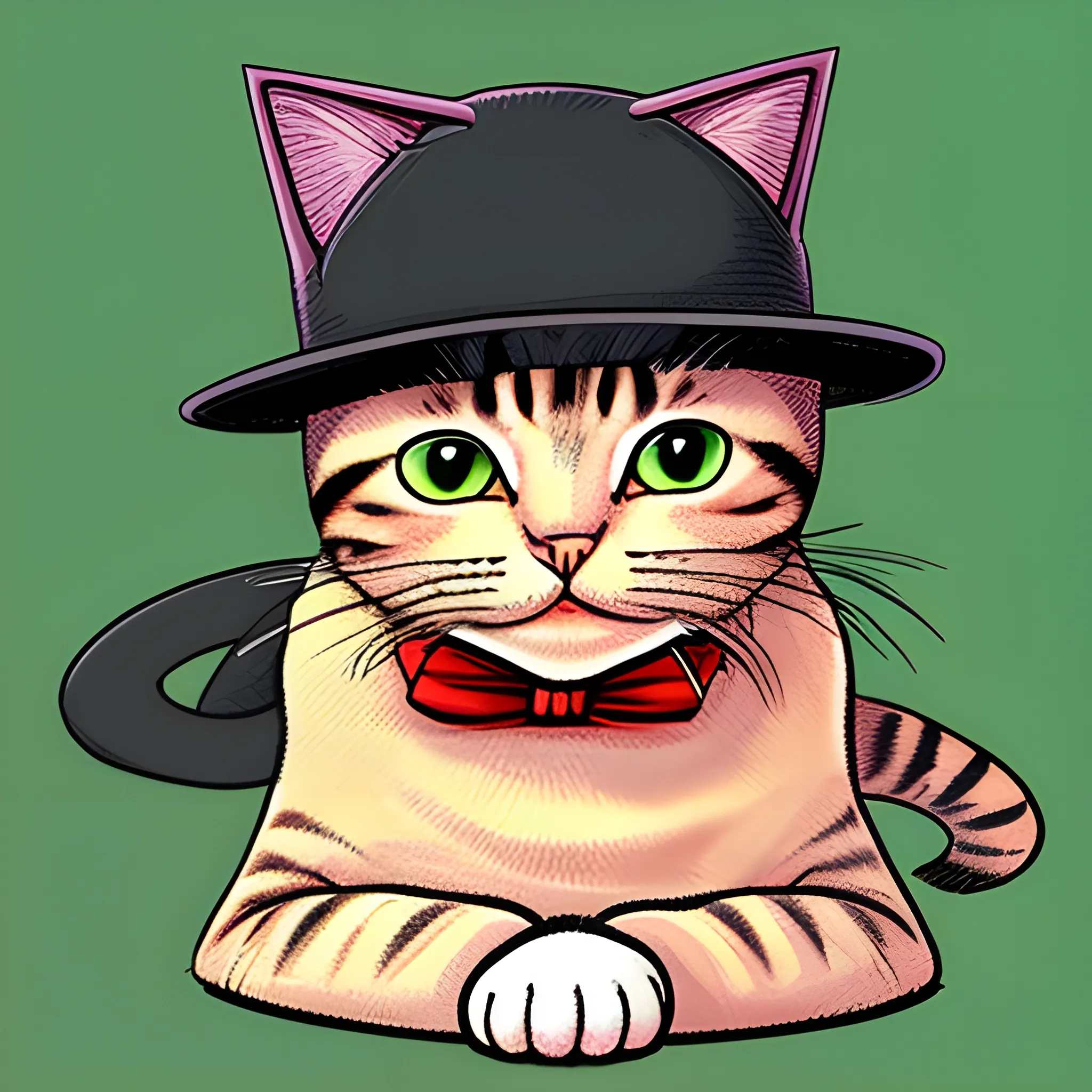 a cat wearing hat, cartoon, Cartoon