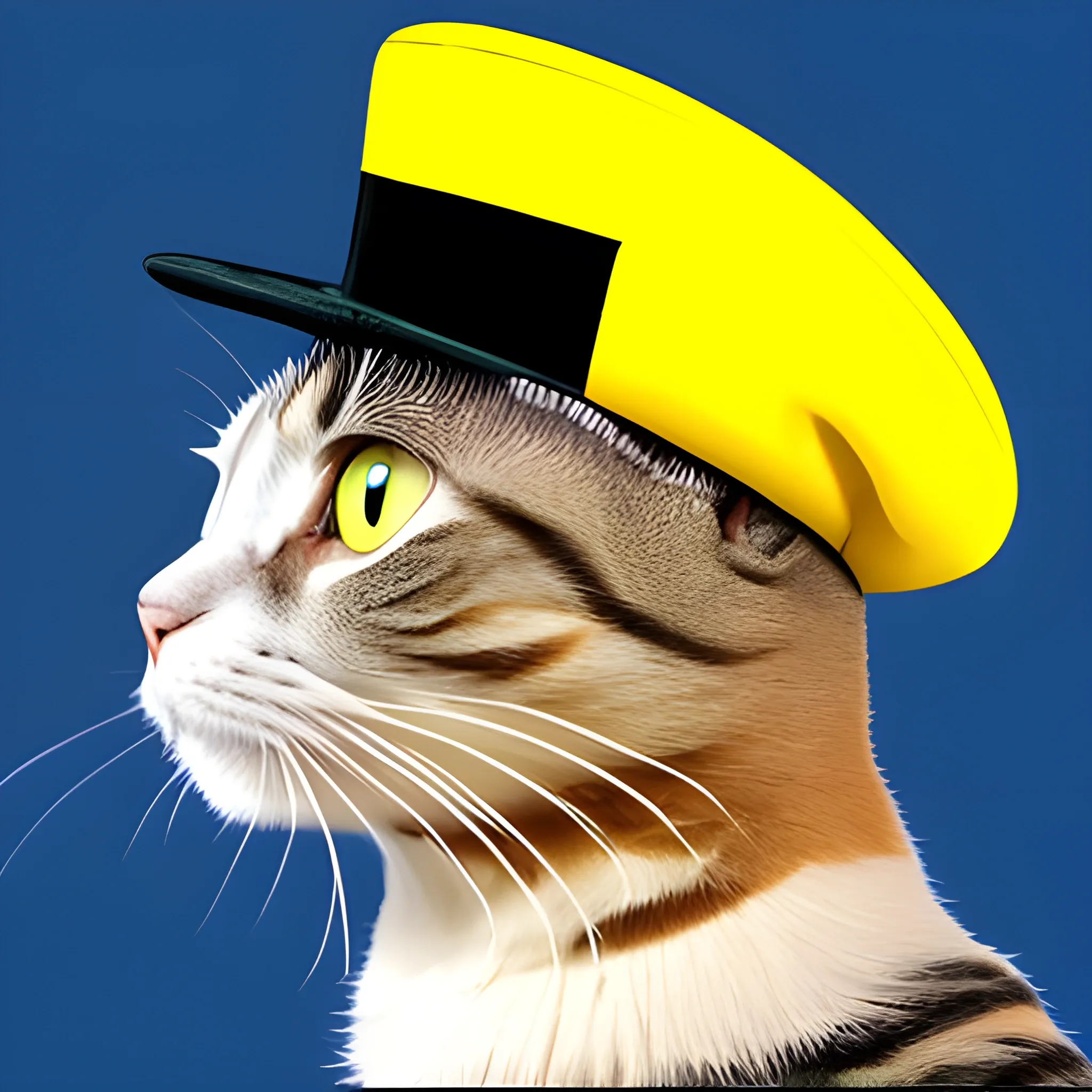 a cat wearing hat, Cartoon, profile picture, yellow background