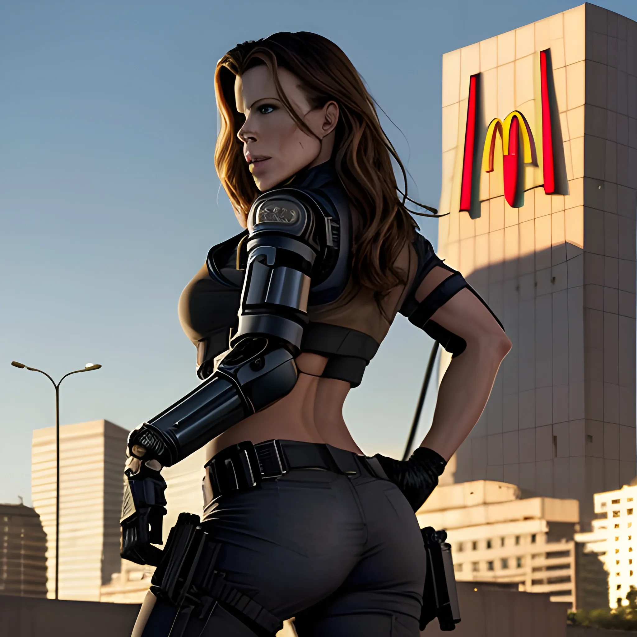 A Full Shot Of Kate Beckinsale Impersonating Sarah Connor And Be Arthubai