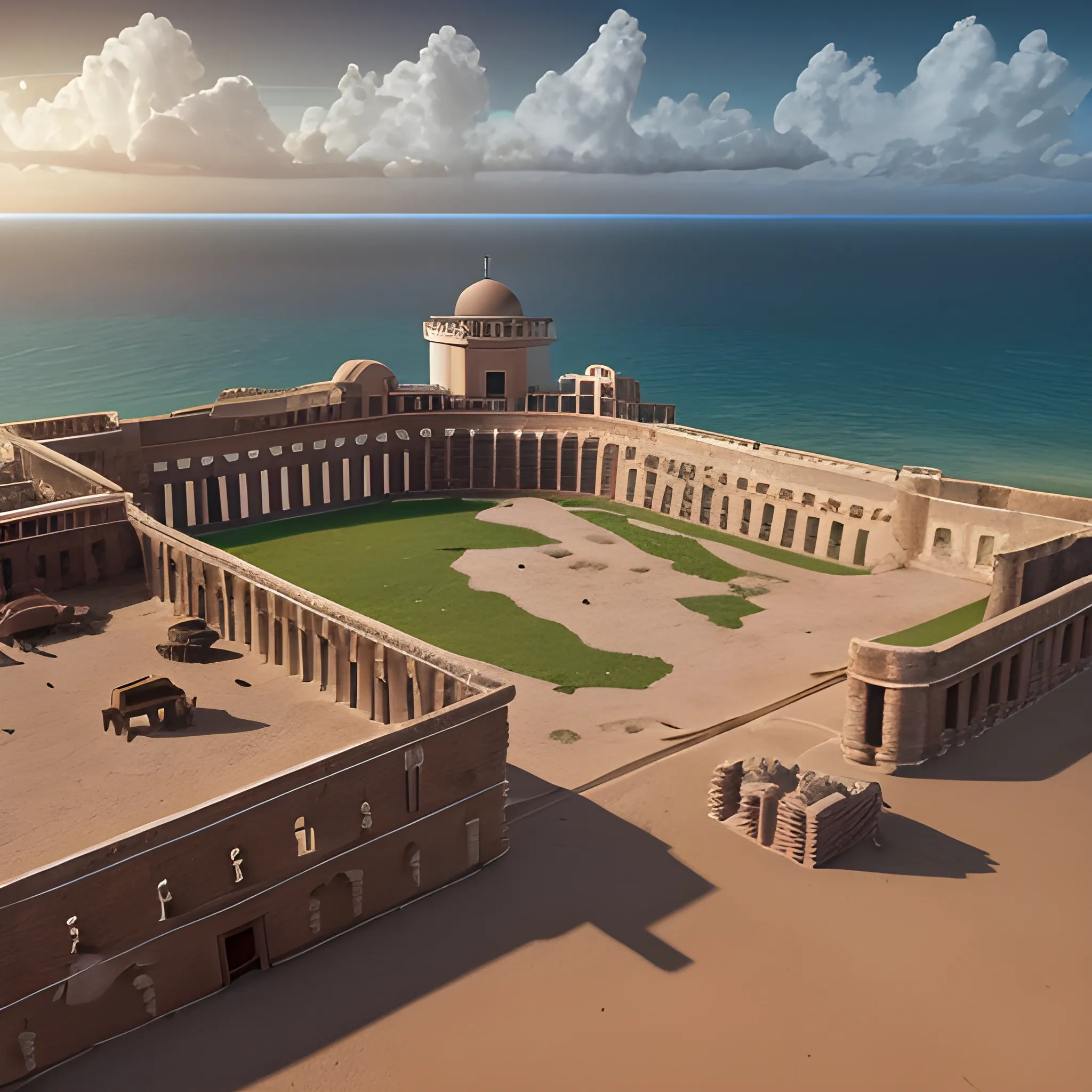 Create a view of san felipe del morro fort san juan puerto rico in the year 1600 ac, san juan bay view, spanish war galeon, cannonry ready to shot, realistic, lights on inside, light cinematic, volumetric, realistic, cinematic lighting, ray tracing, unreal engine 5, octane render, hyper realistic, 8 k , spanish colony