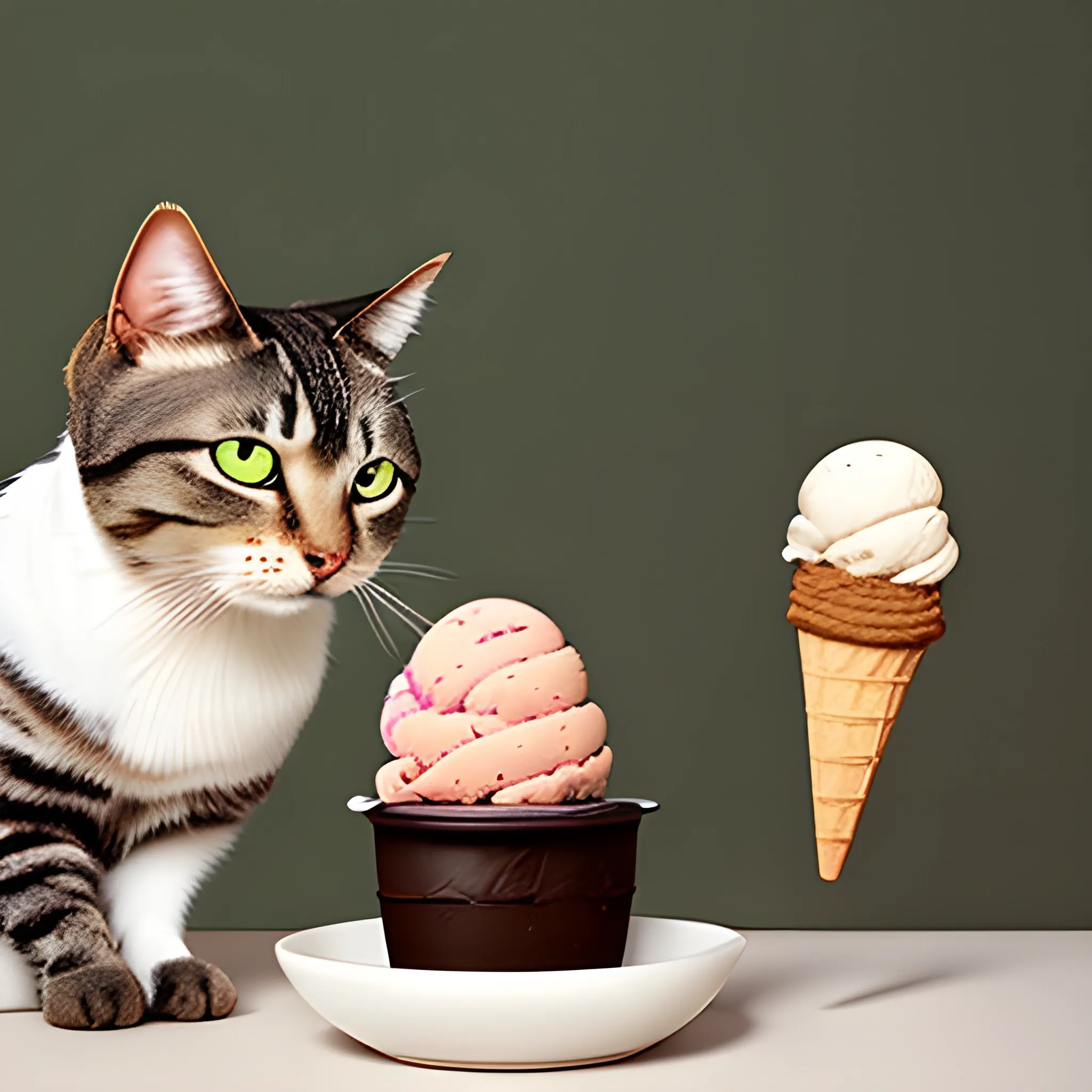 artisanal ice cream being eaten by a cat