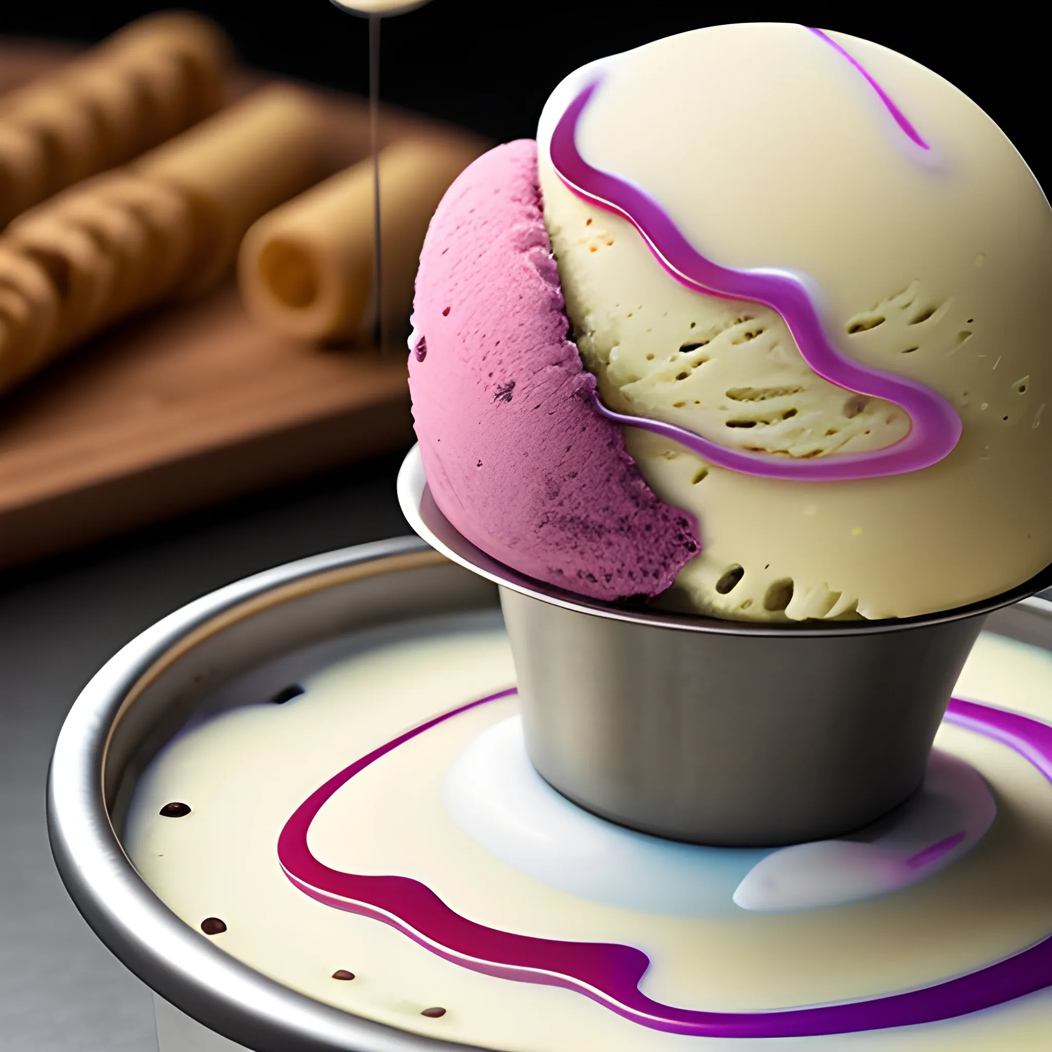 artisan ice cream, highly detailed, food photography, netflix chef's table, modern, molecular gastronomy