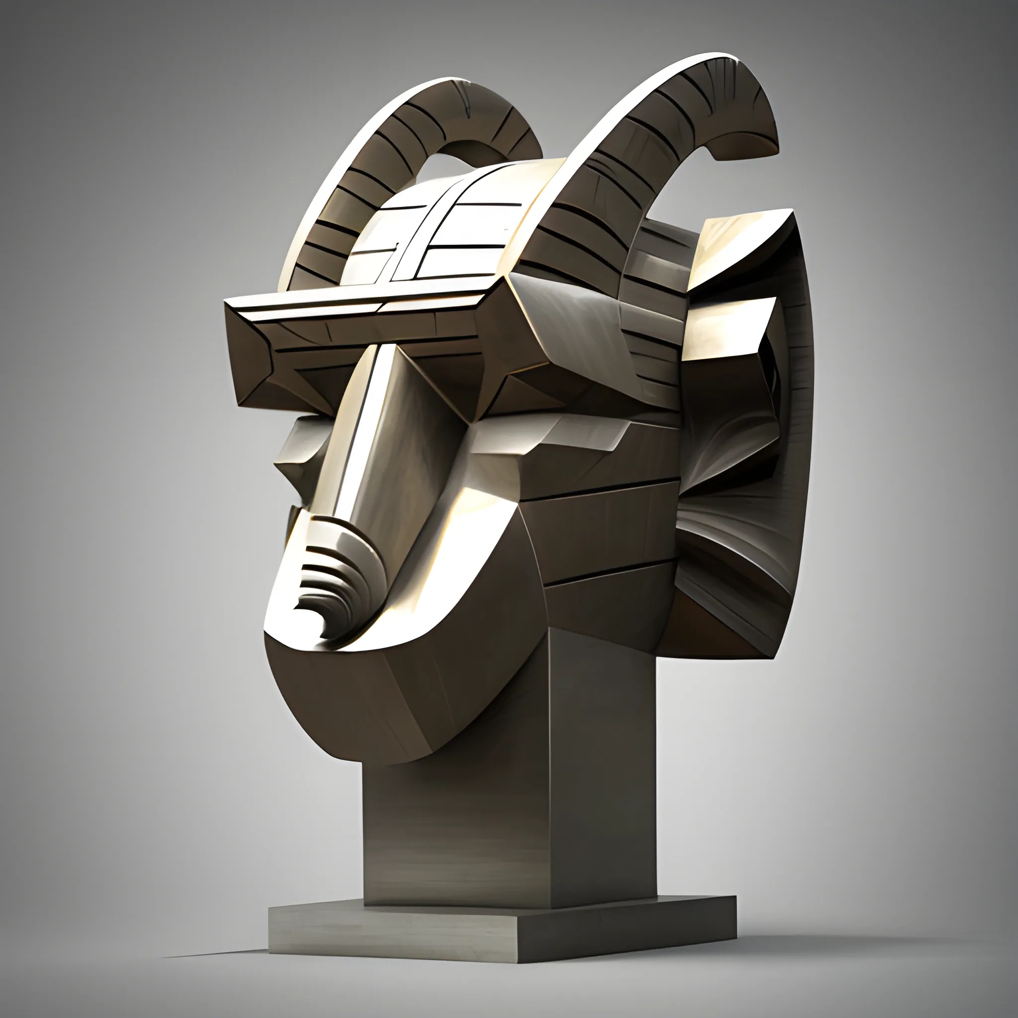 sculptural set in cubism Brancusi style , Big metalical Elephant featured native polynesian mask, gear and riveted steel, digital matte realistic surface, sharp focus, elegant intricate digital painting, abstract concept, art global illumination, ray tracing advanced technology, simple composition, elegant shapes, glam monumental, low perspective look


