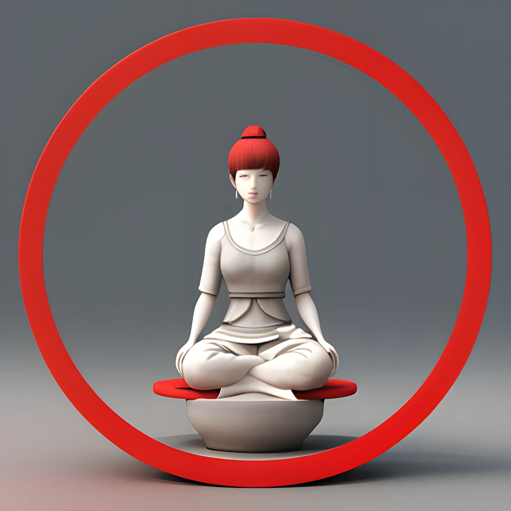 image of woman sitting in a red circle around something, in the style of japanese-style landscapes, minimal sculpture, daz3d, classical balance, matte photo, high quality photo --q 2 --s 750 --v 5.1