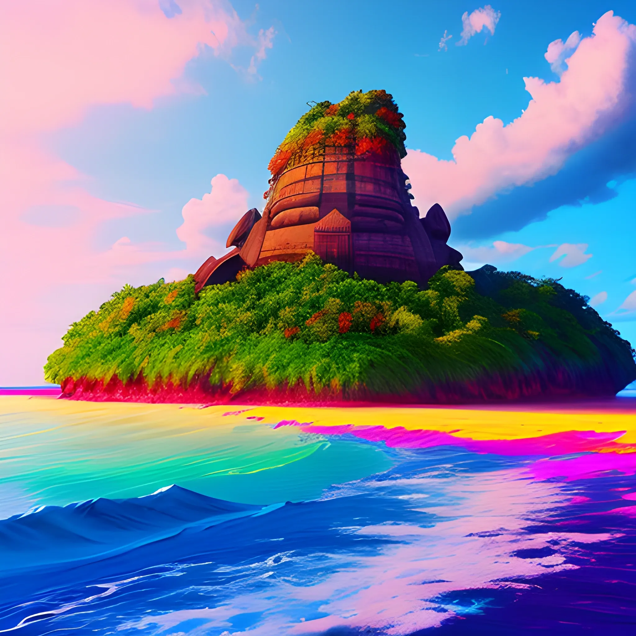 sri lanka, seegiriya rock, splash style of colourful paint, , concept art, 8k resolution, DeviantArt masterpiece