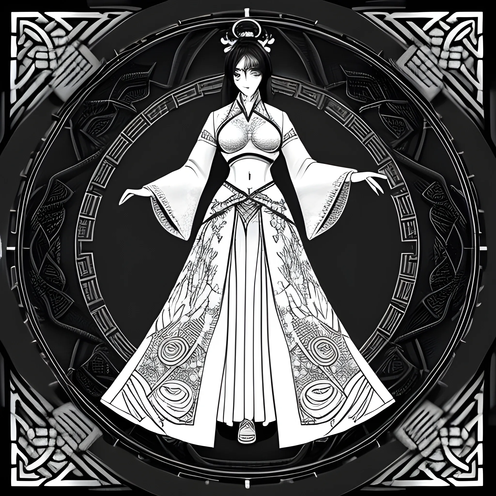 prompt:1girl,ultra detailed,Chinese Hanfu,Short Skirt,cowboyshot,Navel short circuit,Random pose,Medium breast,(zentangle, mandala, tangle, entangle),Star Battlefield,beautiful and aesthetic,masterpiece,best quality,official art,extremely detailed,vivid colours,unity 8k wallpaper,.
Negative prompt:( badhandv4:1.4),ng_deepnegative_v1_75t,badhandv4,(worst quality:2),(low quality:2),(normal quality:2),lowres,bad anatomy,bad hands,normal quality,((monochrome)),((grayscale)),.
Sampler:DPM++2MKarras
model:MIXv10.2
CFG scale:7
steps:30