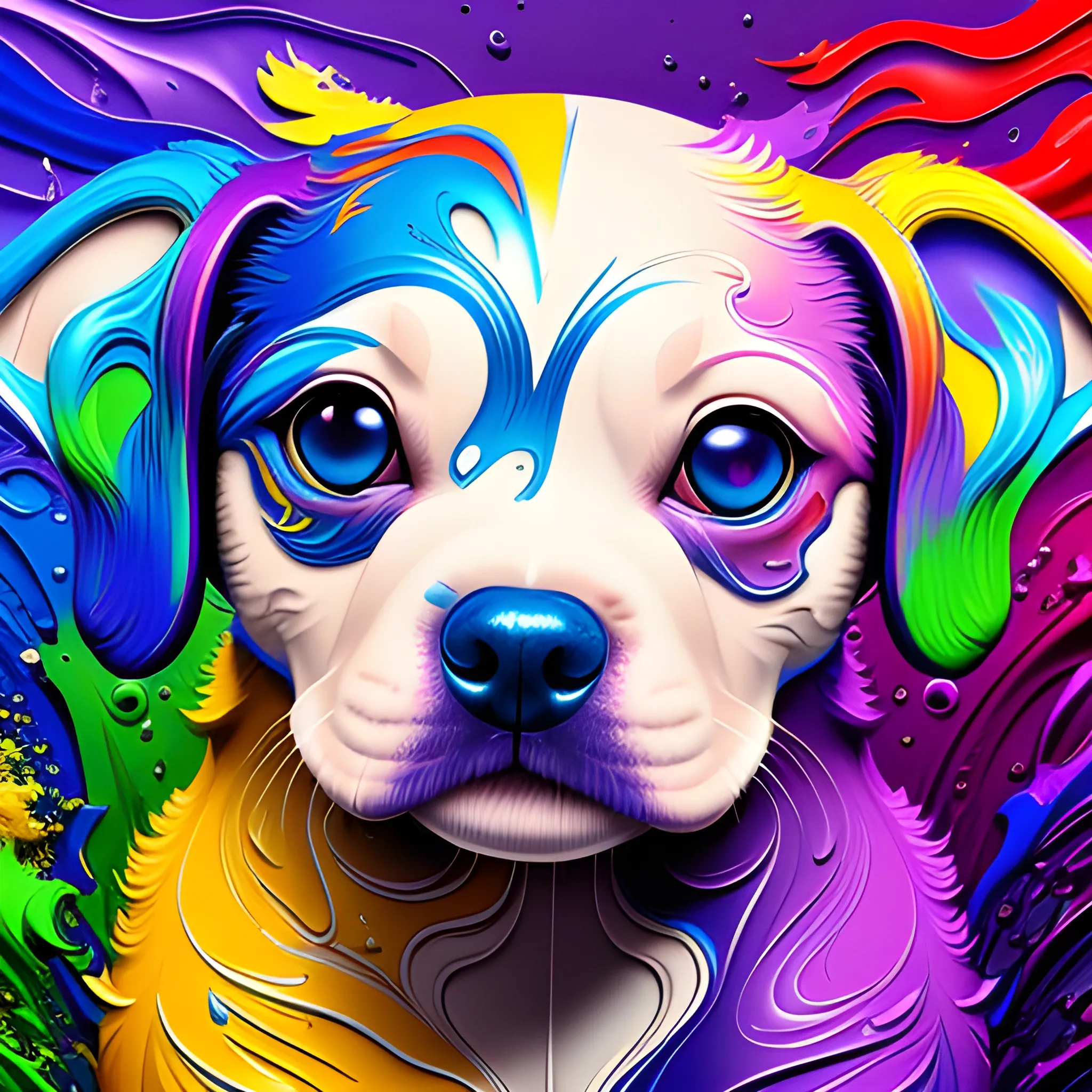 splash art , a liquid cute puppy made of colours, splash style of colourful paint, hyperdetailed intricately detailed, fantastical, intricate detail, splash screen, complementary colours, fantasy, concept art, 8k resolution, 