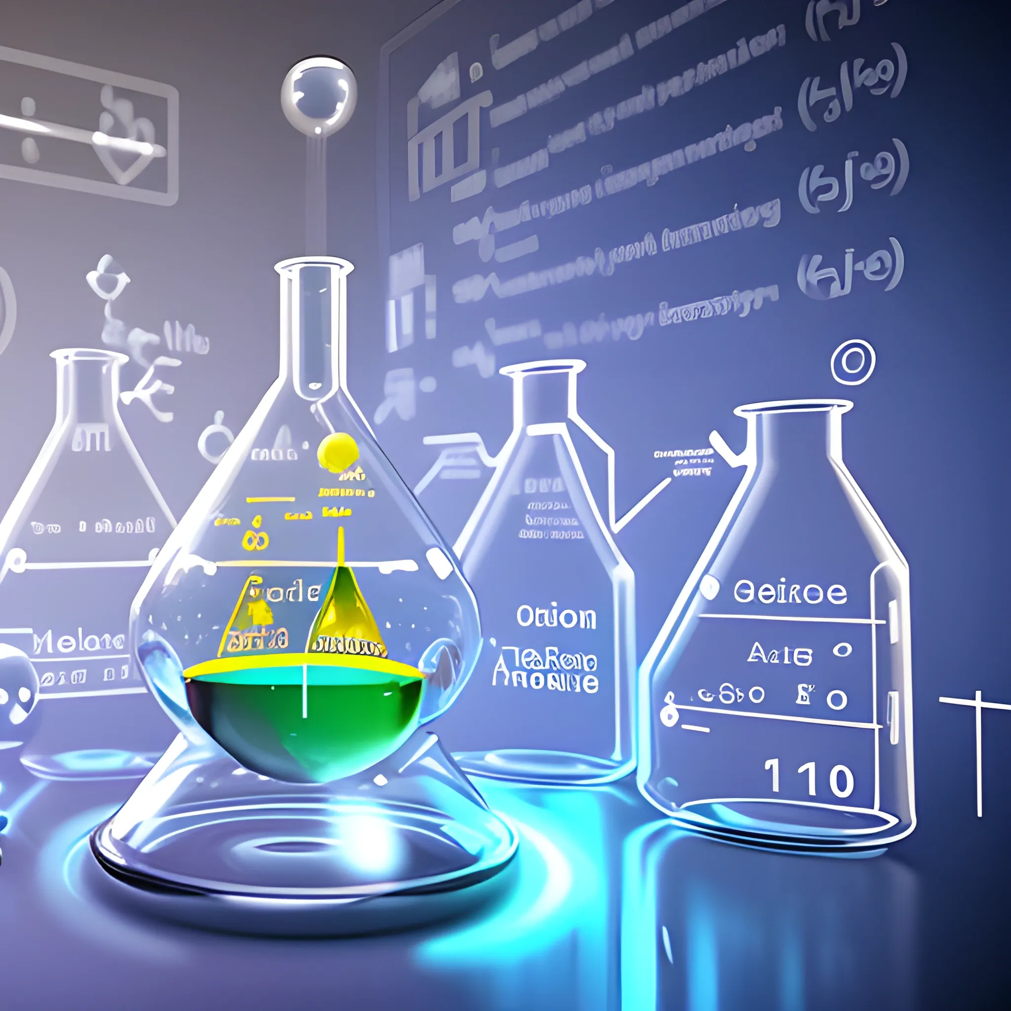 chemistry virtual lab on metaverse surrounding by elements and multiple reactions, Cartoon, 3D