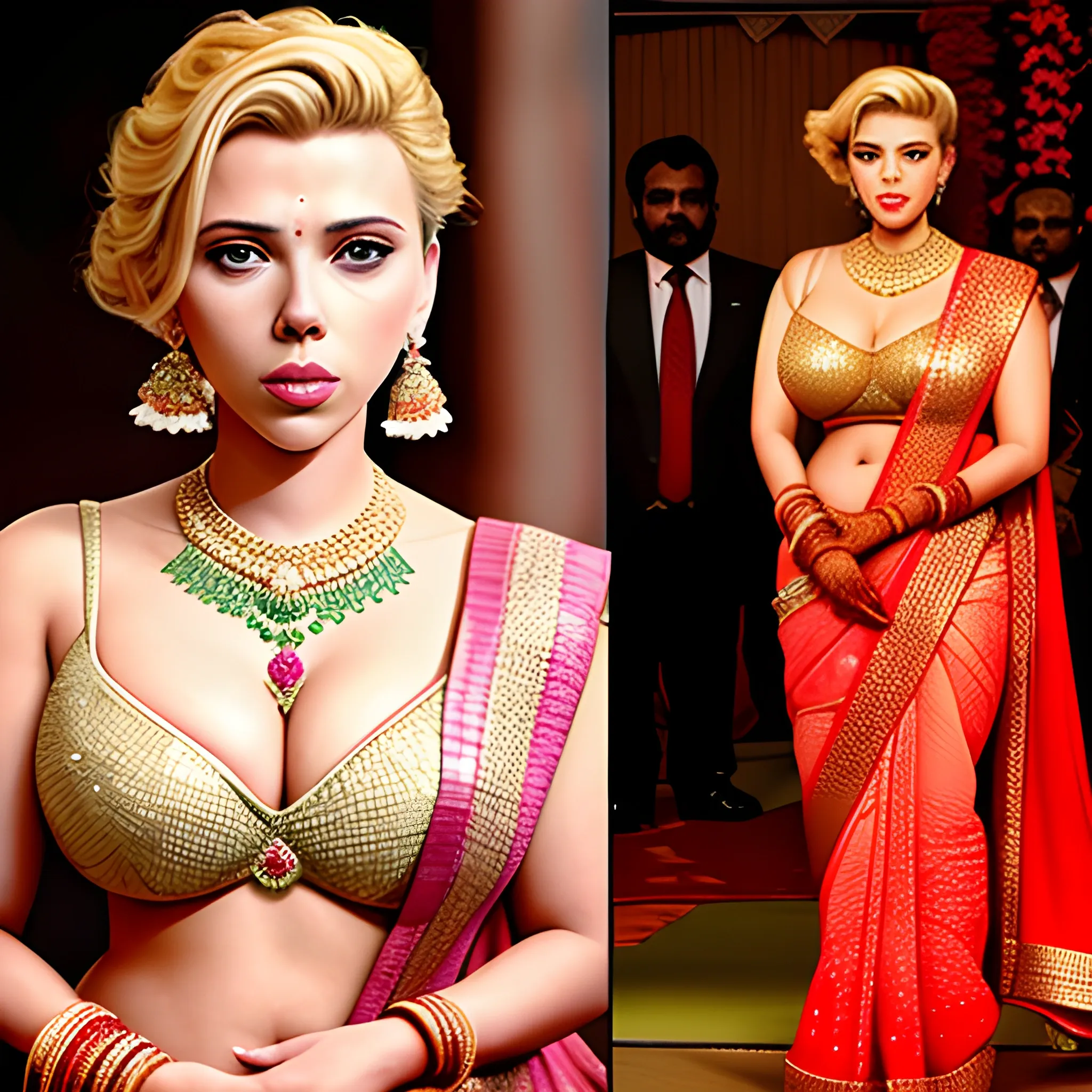 Scarlett Johansson in saree in an Indian Wedding with big tits c