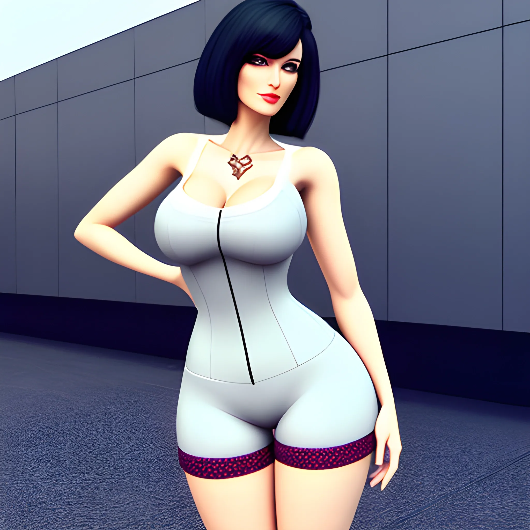 Pretty young woman with very short clothes , 3D