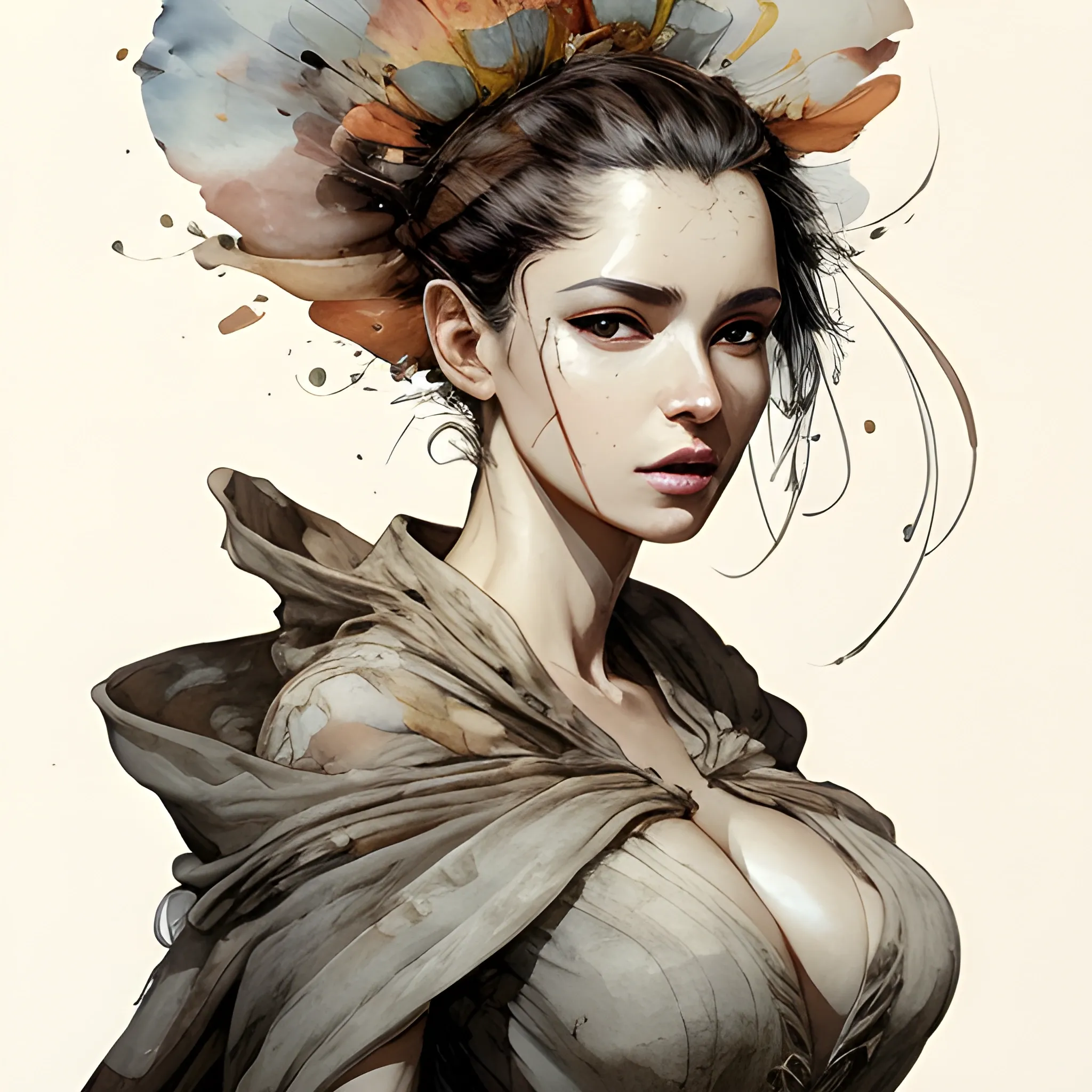 Masterpiece, best quality, only one very beautiful Brazilian woman wearing a fashionable Clothes, ink painting style, with landmark of Brasilia, Perfect poses, soft colors, flowing brushstrokes, Low angle, ink painting in the style of artists like Russ Mills, Sakimichan, Wlop, Loish, Artgerm, Darek Zabrocki, and Jean-Baptiste Monge