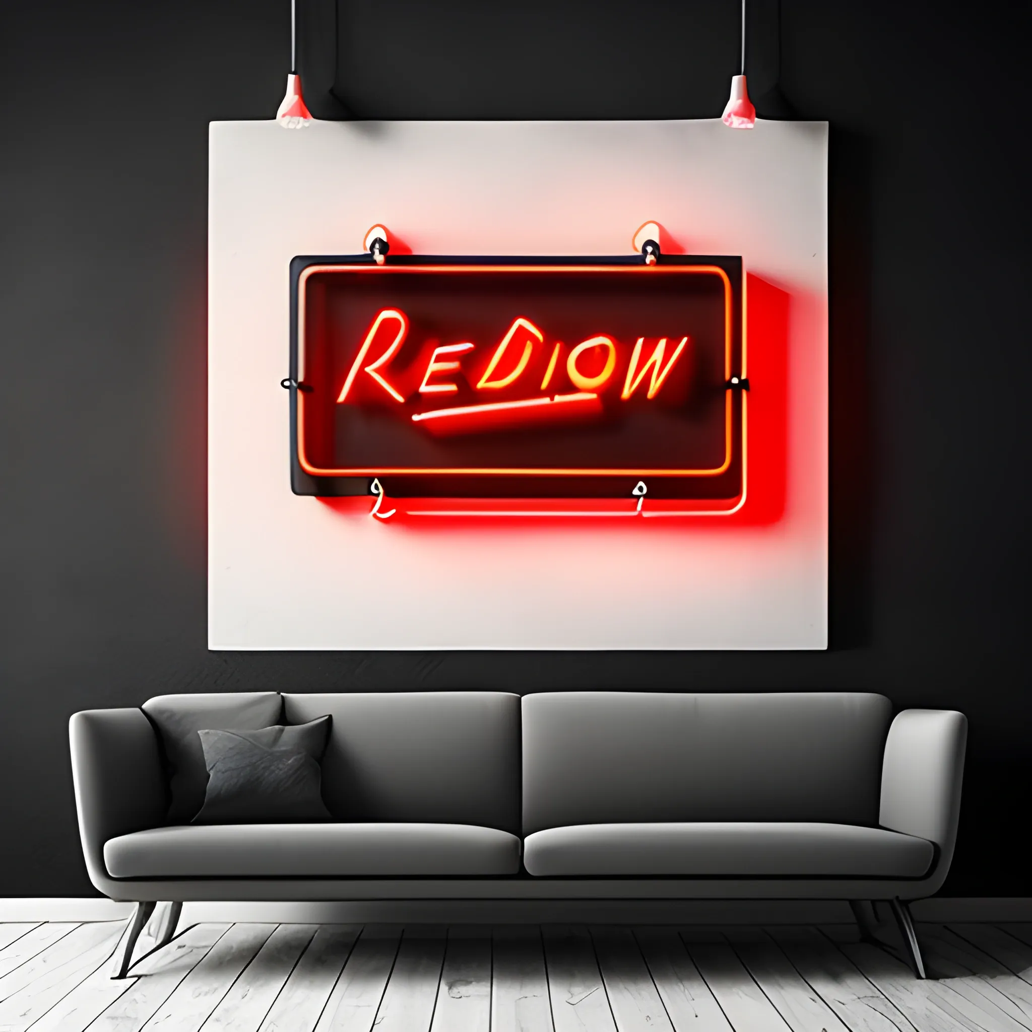 Red neon sign on black wall

