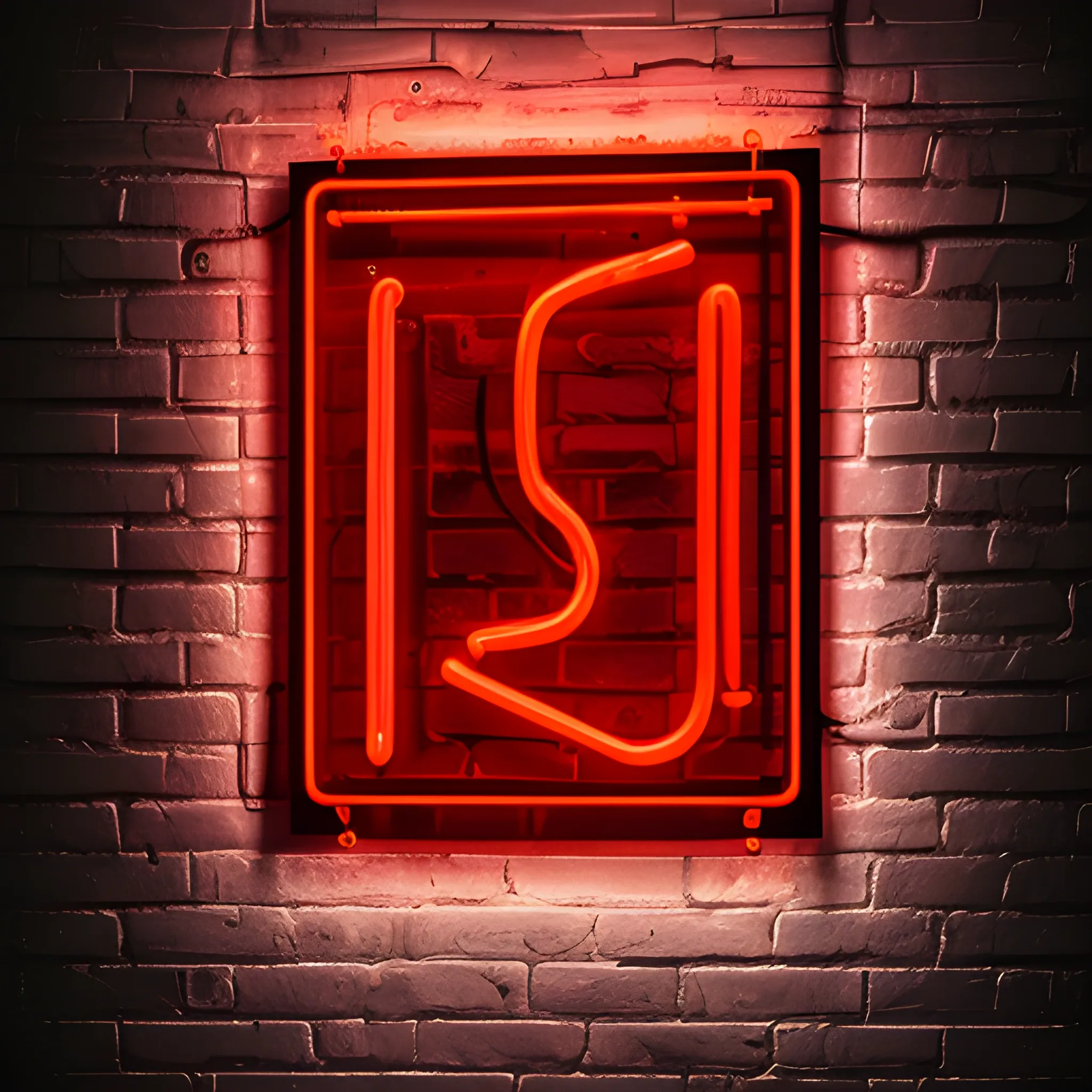 Red neon sign of a dolar on a black wall 