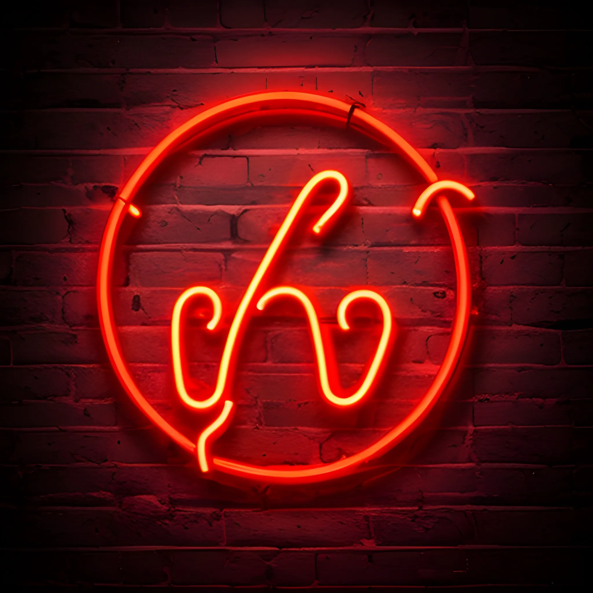 Red neon sign of $ symbol on a black wall 