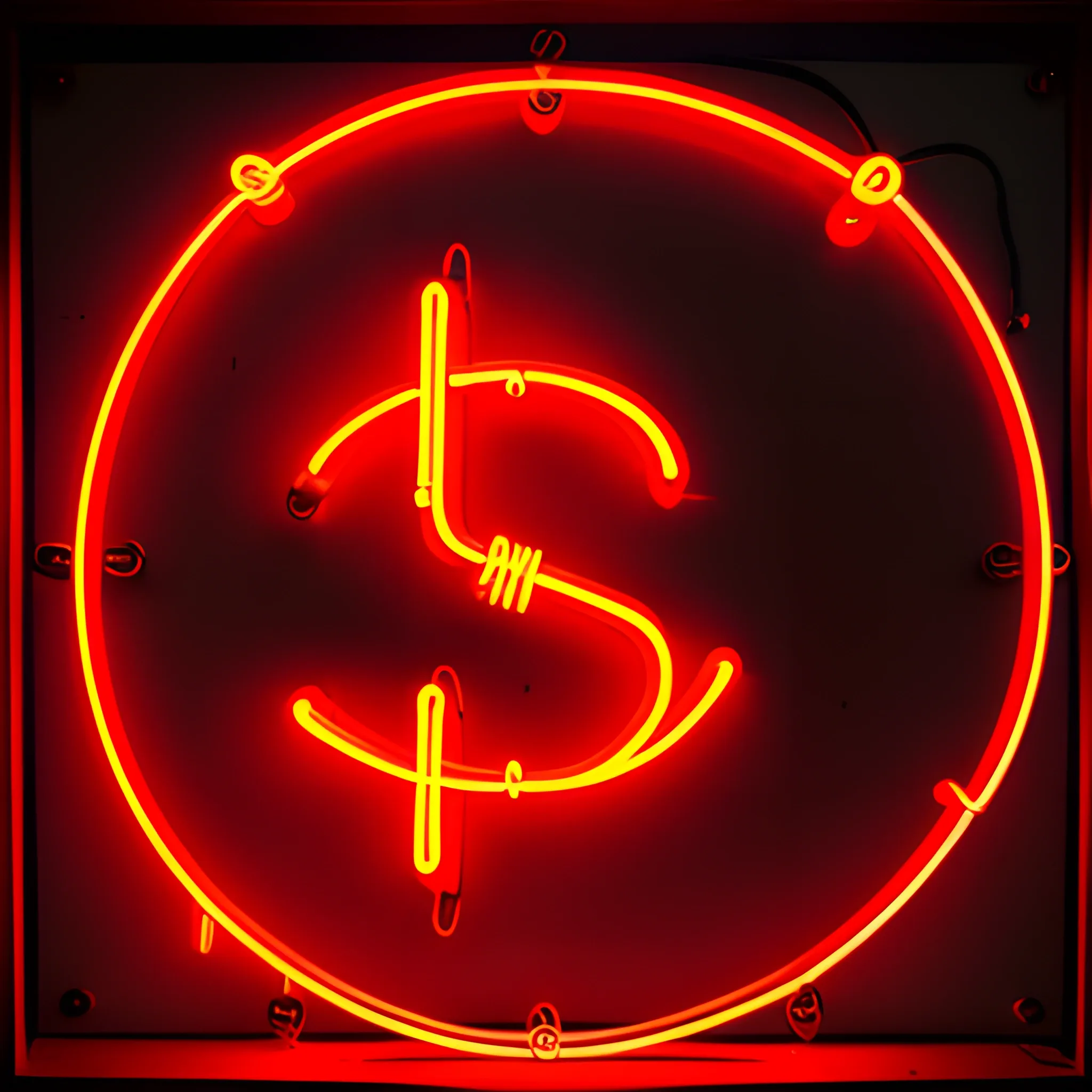 dollar symbol on a red neon sign