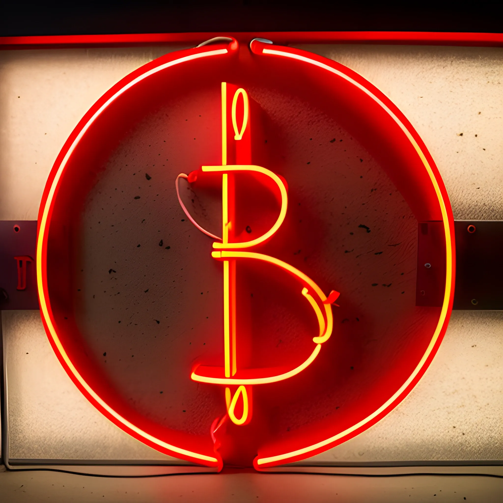 perfect and detailed dollar symbol on a red neon sign