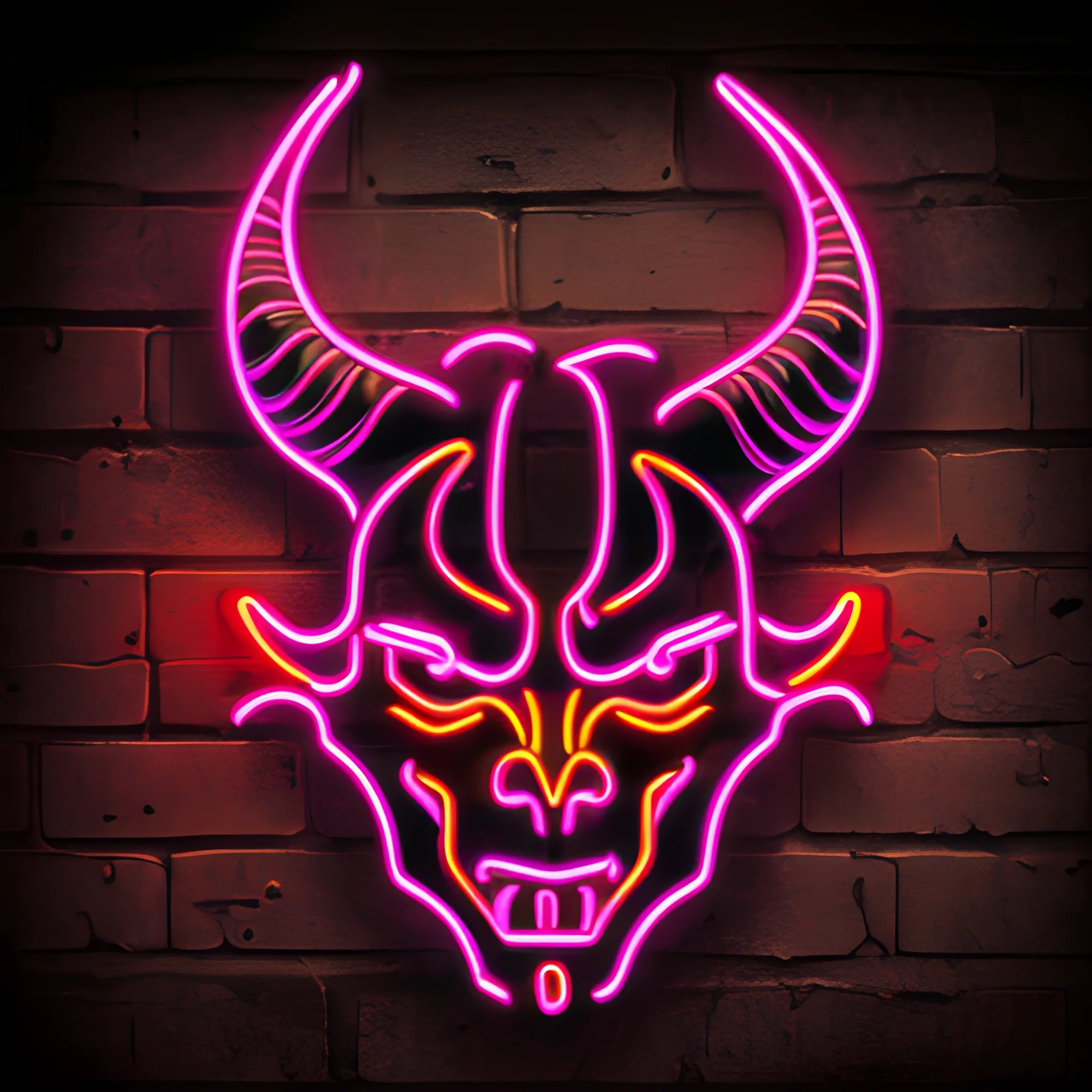 detailed devil neon on a black wall