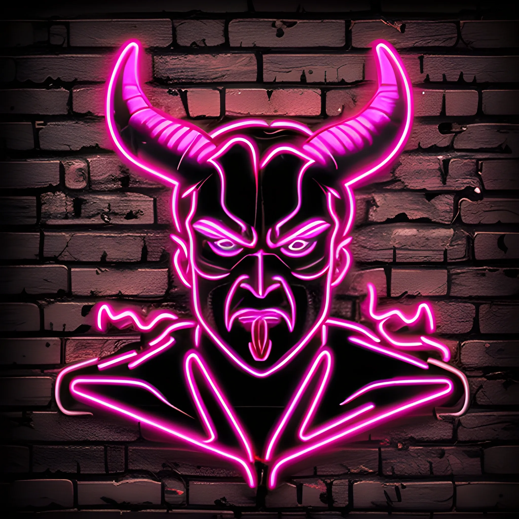 detailed devil neon on a black wall