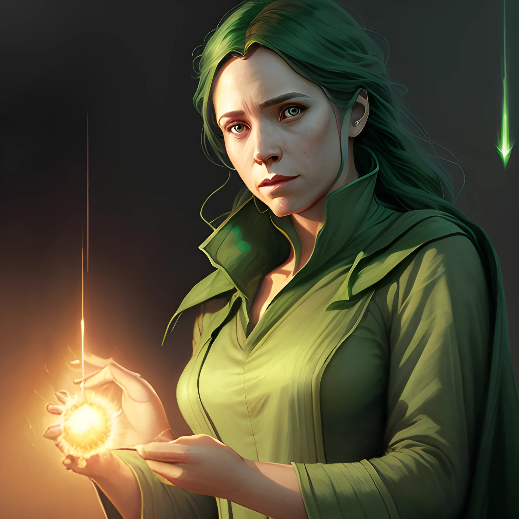 a female wizard casting a green fireball | | pencil sketch, realistic shaded, fine details, realistic shaded lighting poster by greg rutkowski, magali villeneuve, artgerm, jeremy lipkin and michael garmash and rob rey 