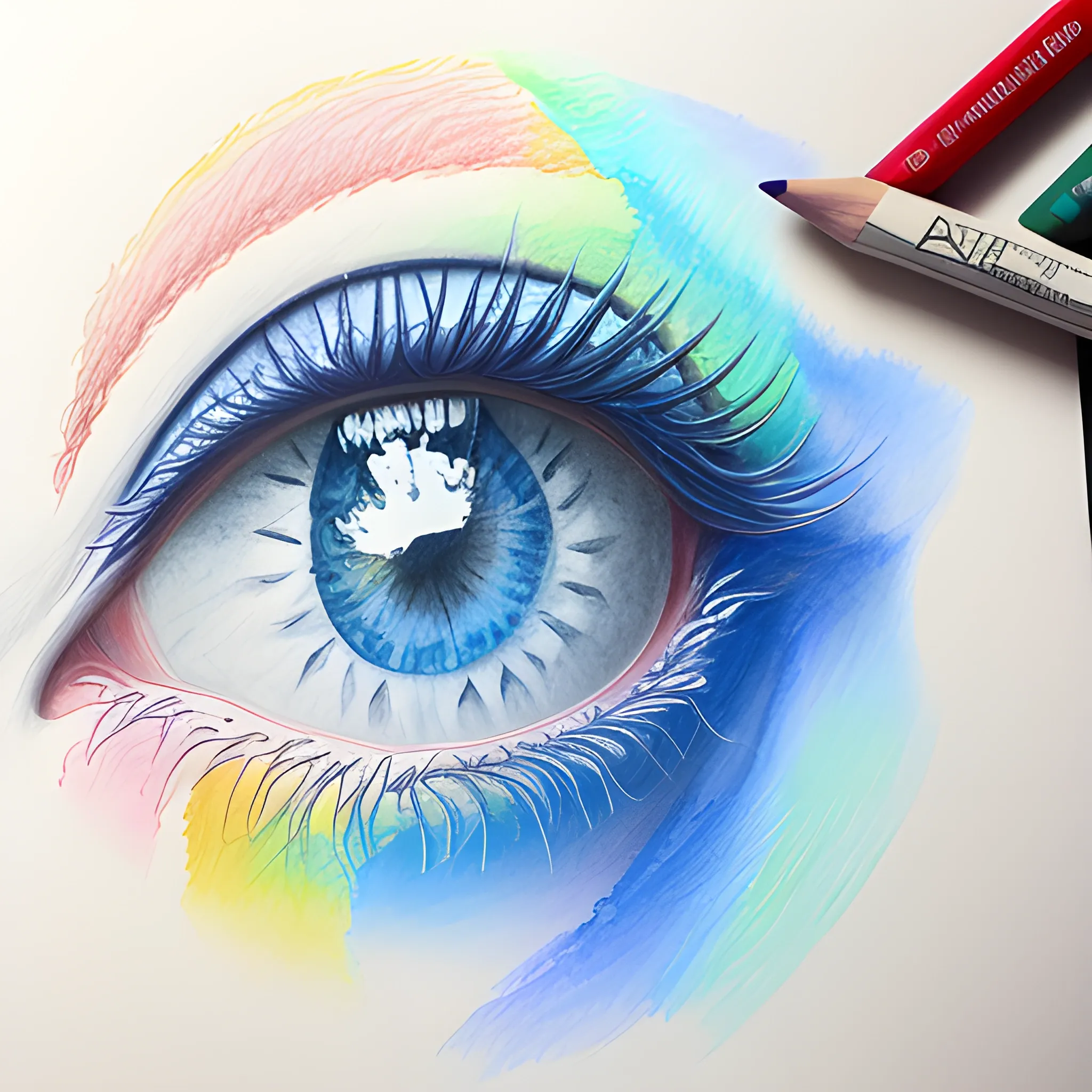 How I Draw An Eye In Colored Pencils On Colored Paper