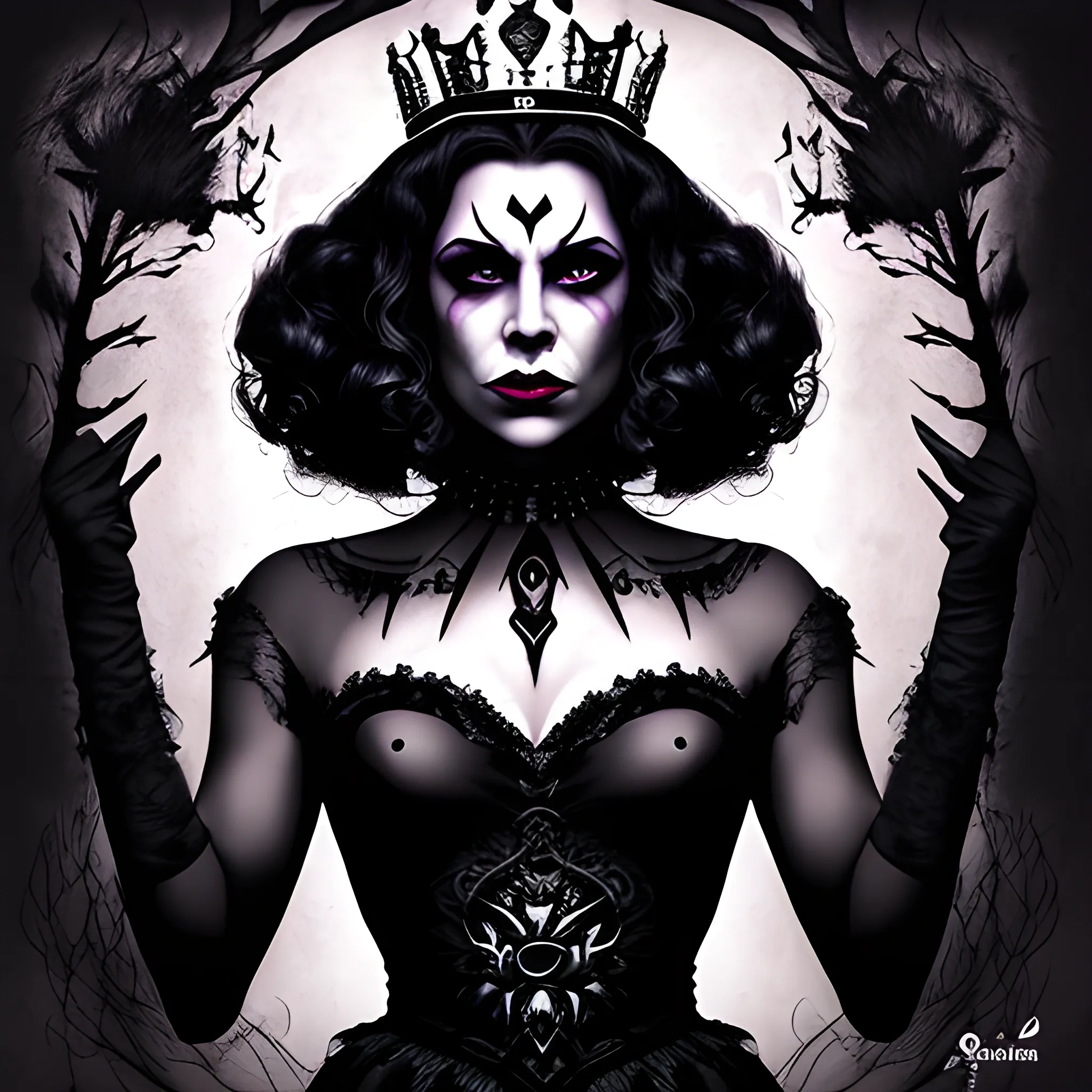 Queen of darkness. gothic lady. designed using generative ai. • adesivos  para a parede para, gerador, expressivo