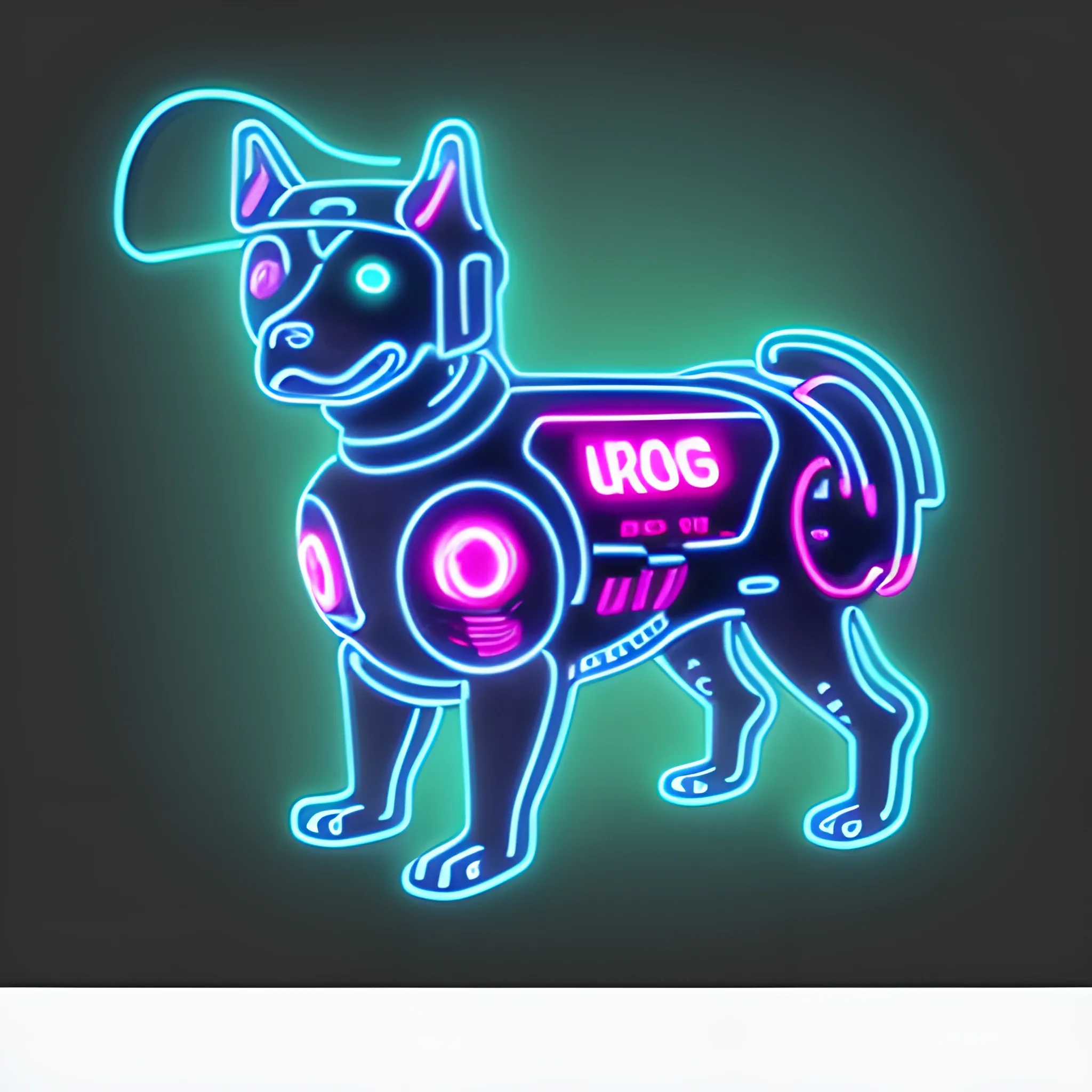 cybernetic dog neon, tshirt deisgn
