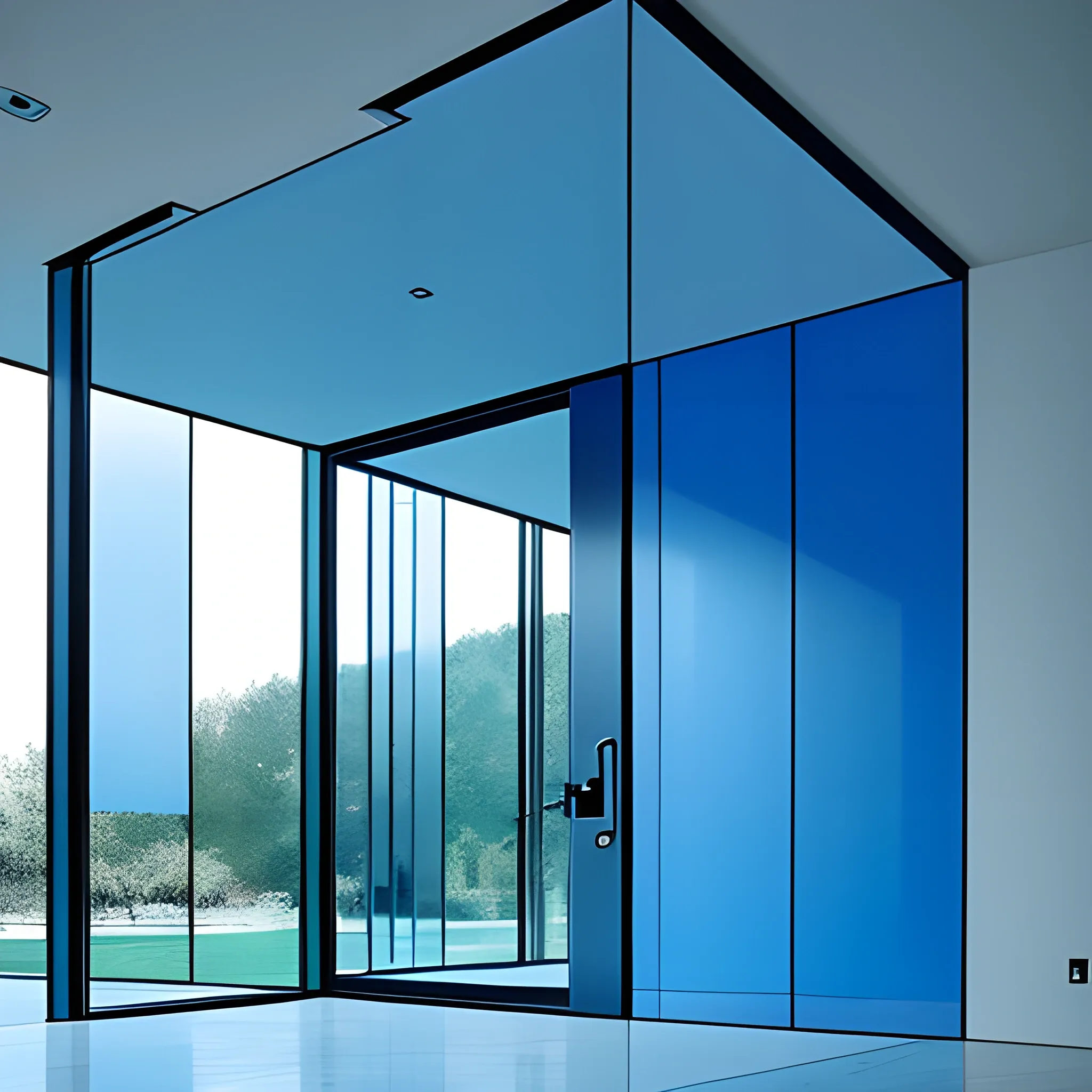 like a house that is built from glass
With metal blue from the inside.
