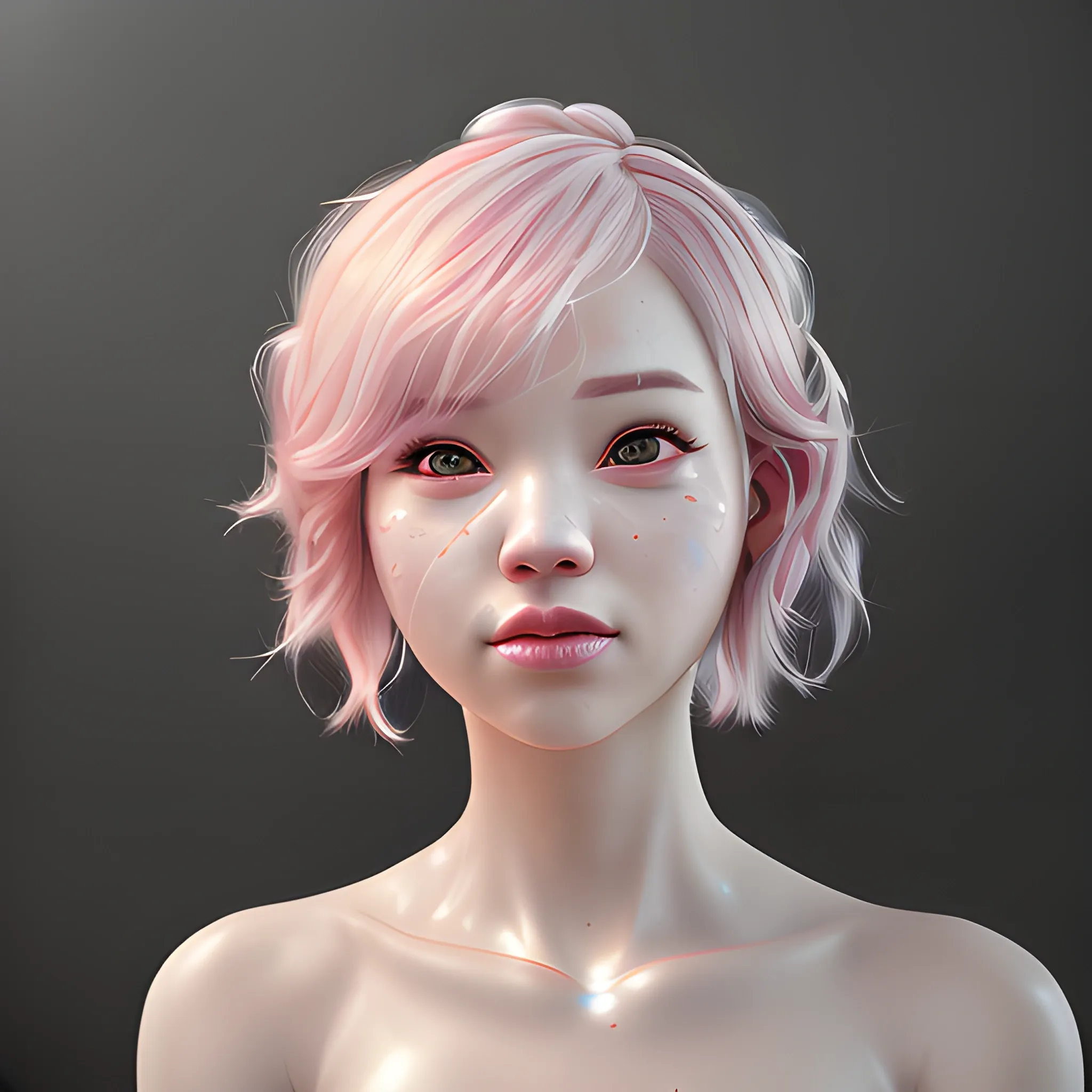 Best Quality, Masterpiece, Ultra HD, (Realism: 1.8), Skin Detail, Korean, Bangs, semi Short Hair, Light white Pink Hair Color, full body, mermaid rainbow, bride crown, Beautiful Lighting, Dynamic Lighting, Zbrush Sculpt