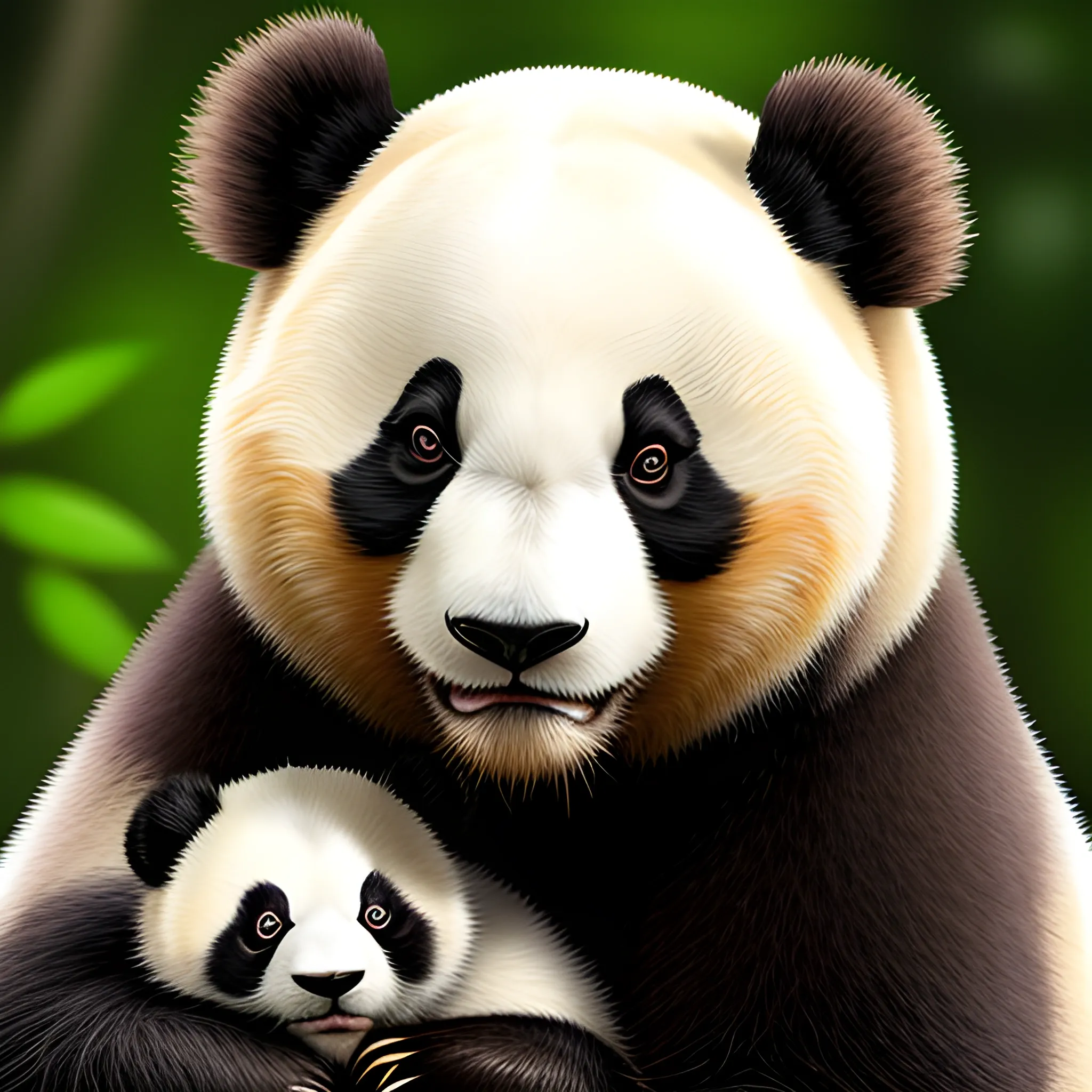 ((portrait of young girl with a panda, cute, highly detailed 4k