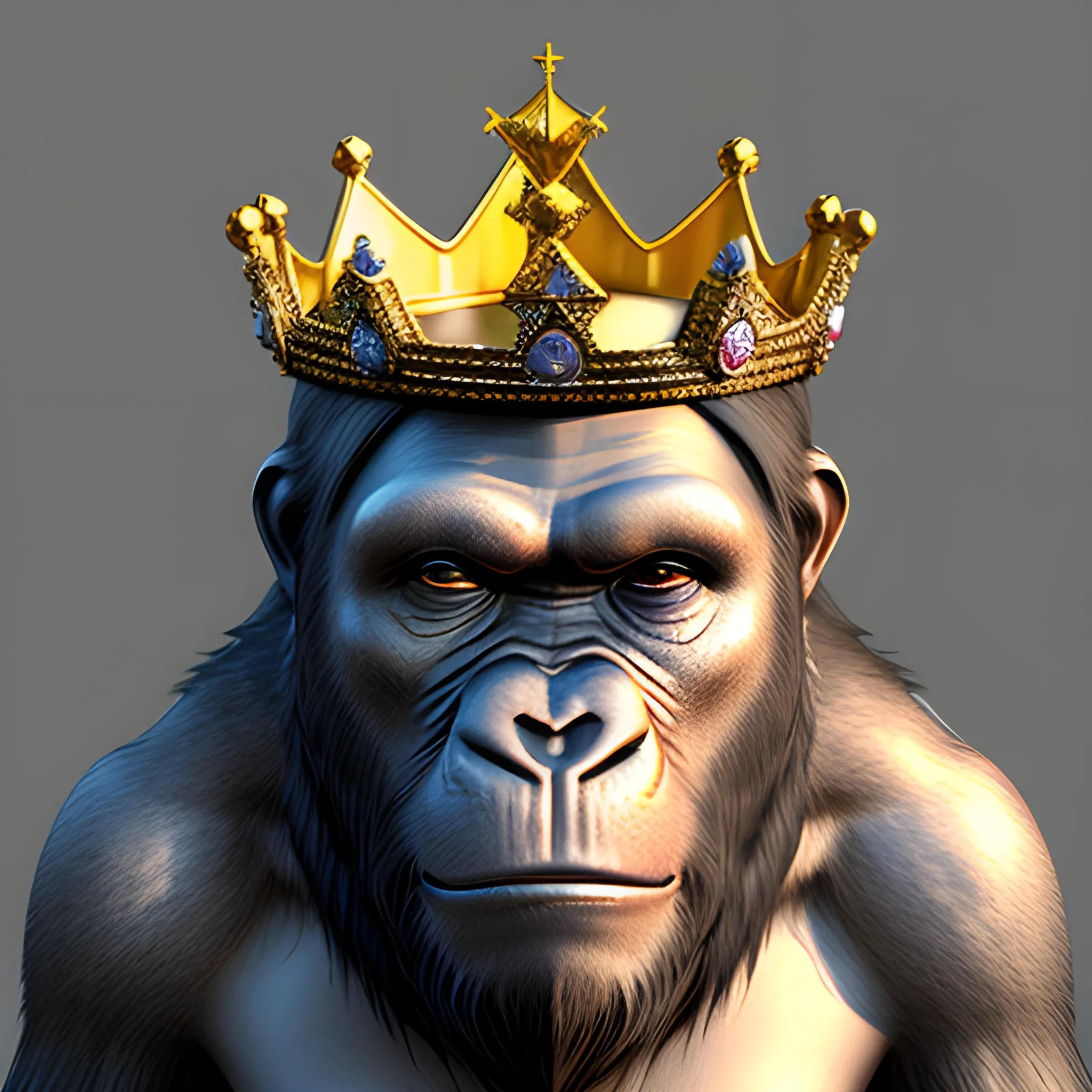 apes wearing crown, 3D