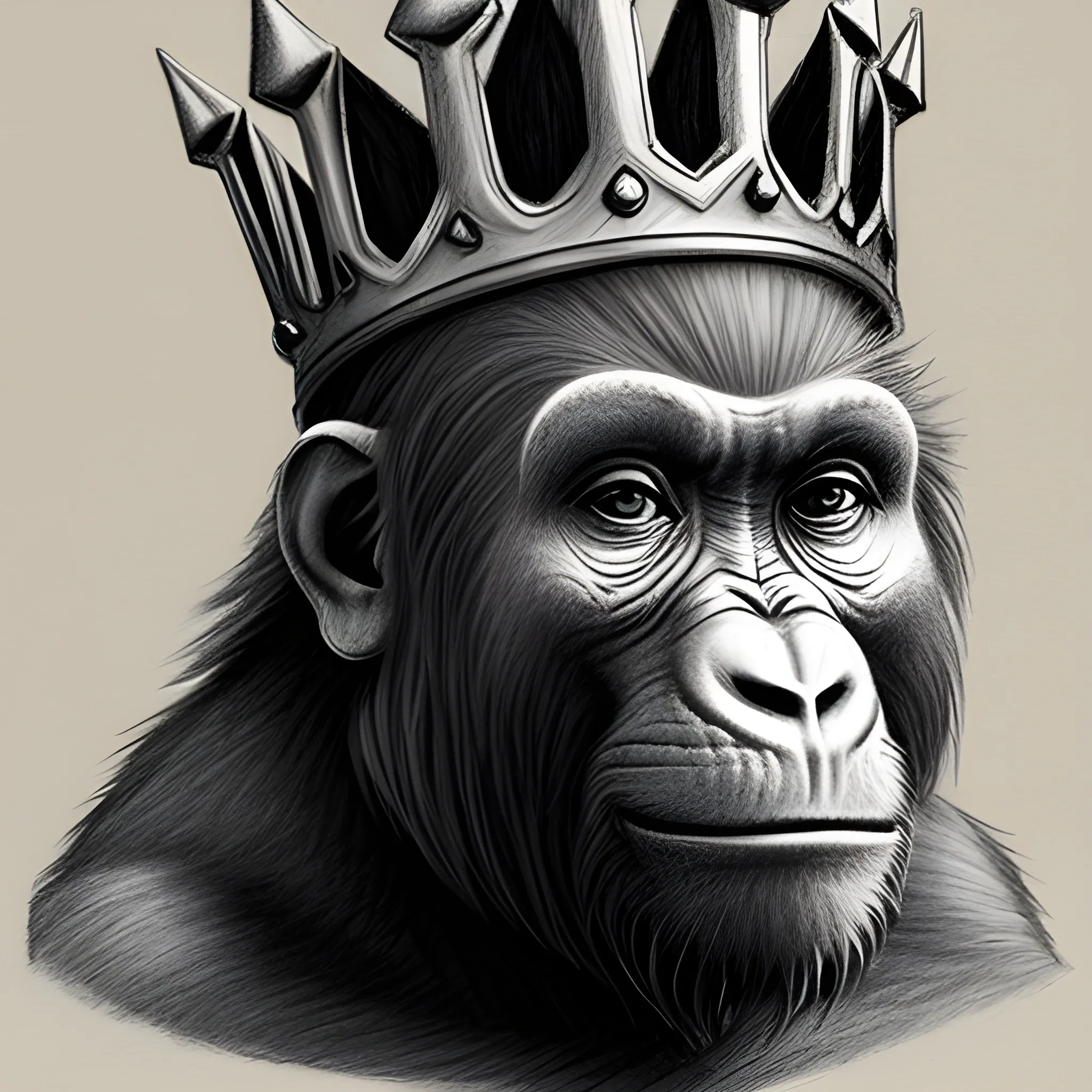 apes wearing crown , Pencil Sketch