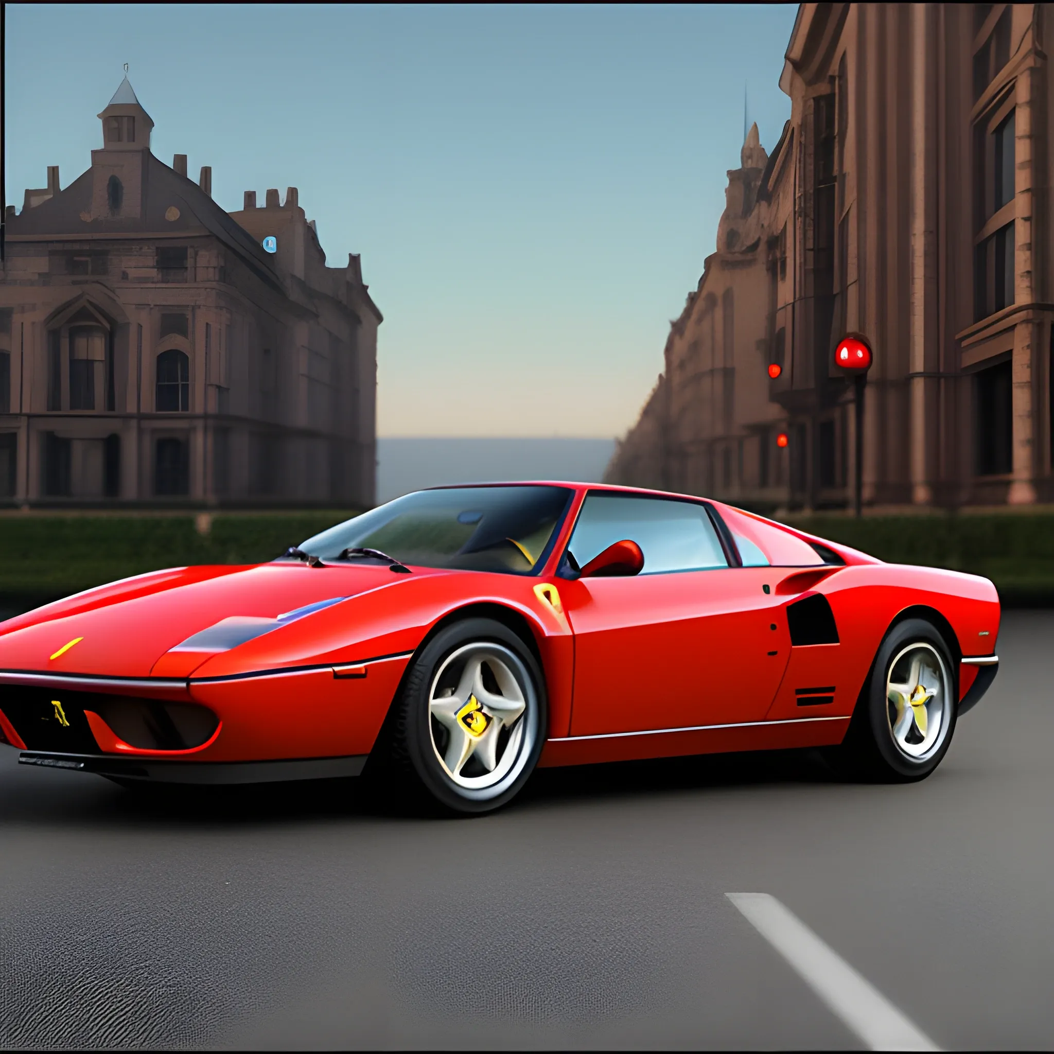 masterpiece, best quality,photo realistic, professional lighting, ((ferrari dino 246)), 1girl