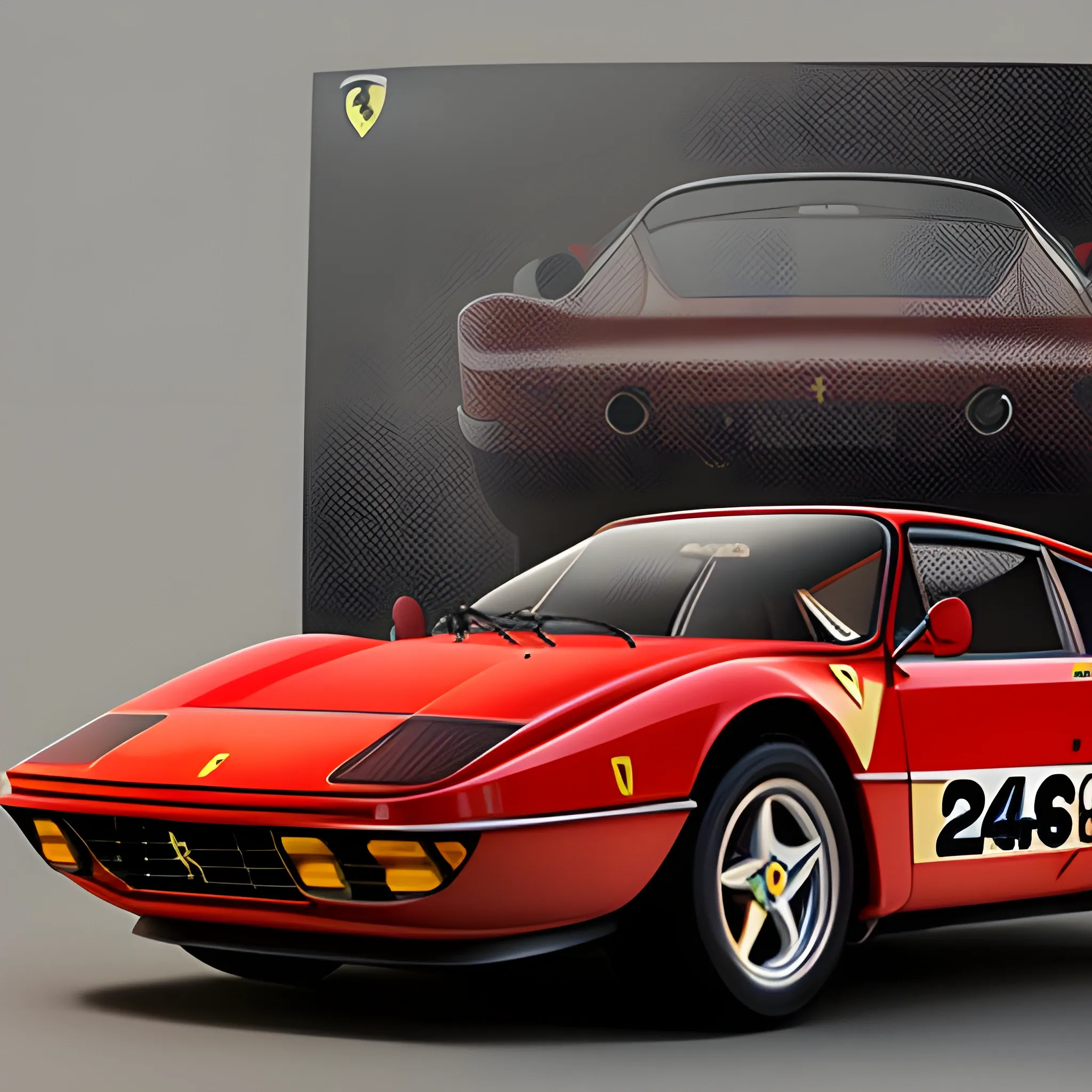 masterpiece, best quality,photo realistic, professional lighting, ((ferrari dino 246 gt )), detailed skin,red car