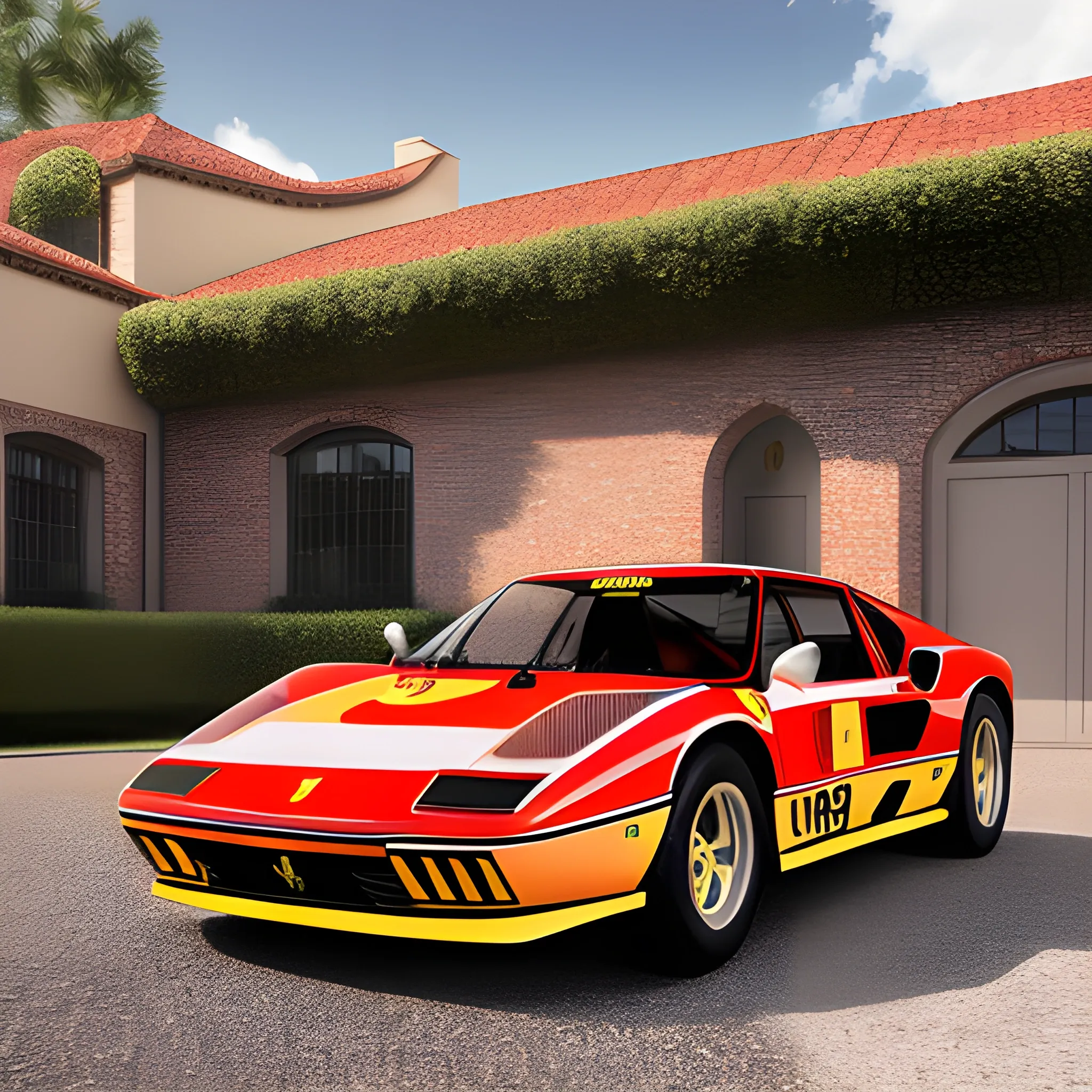 masterpiece, best quality,photo realistic, professional lighting, ((ferrari dino 246 gt )),realistic skin, detailed skin,red car