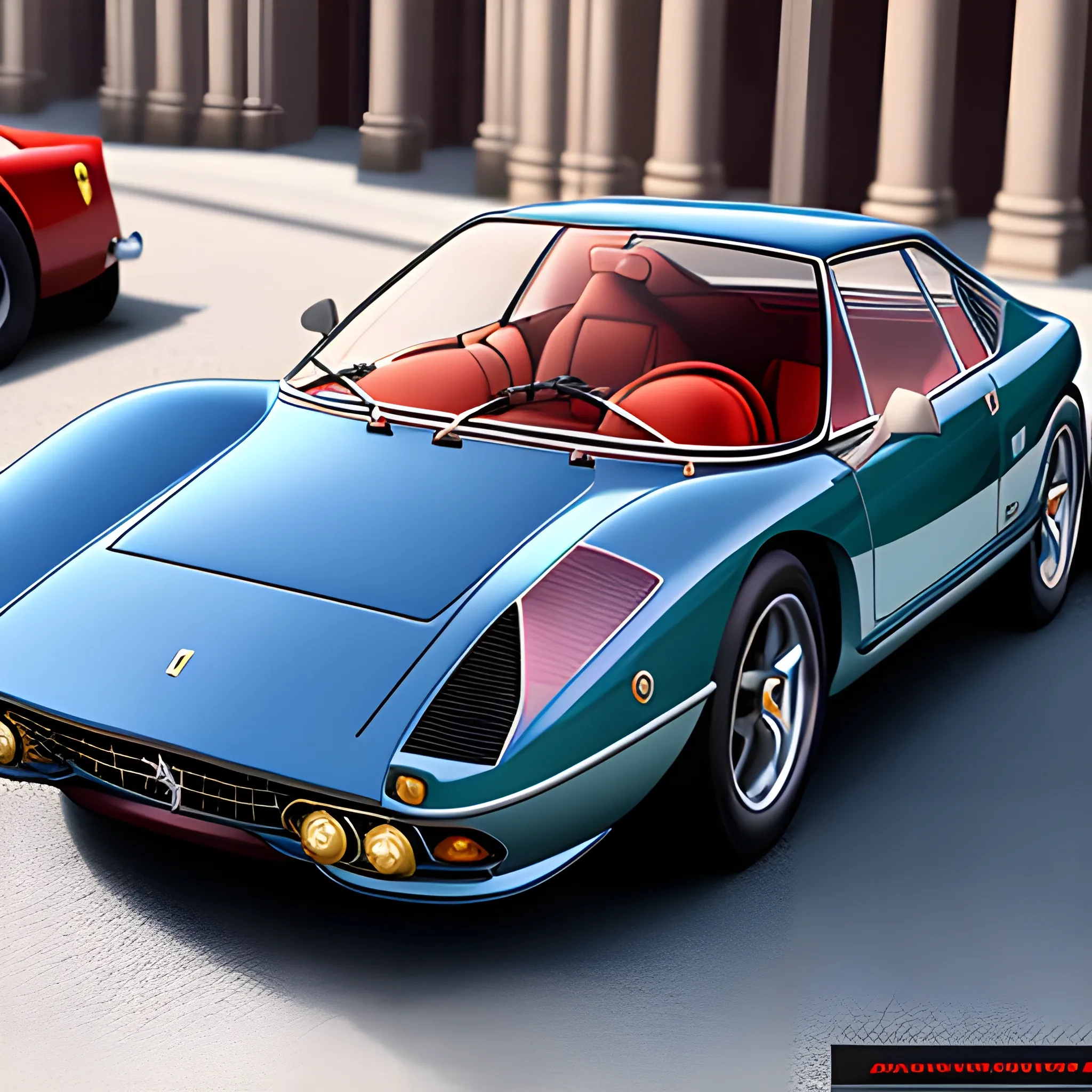 masterpiece, best quality,photo realistic, professional lighting, ((ferraridino246gt )),realistic skin, detailed skin,red car