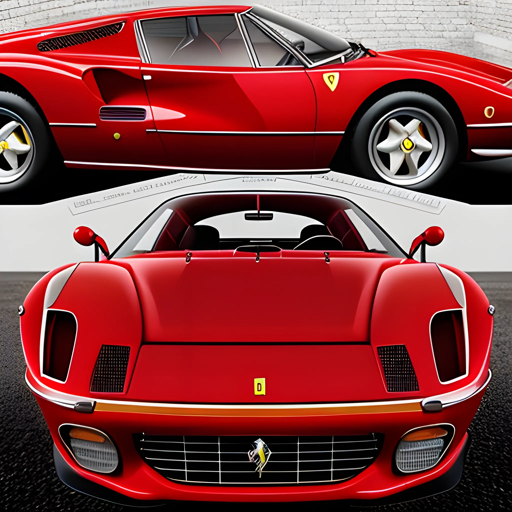 masterpiece, best quality,photo realistic, professional lighting, ((ferraridino246gt )),realistic skin, detailed skin,red car,full body