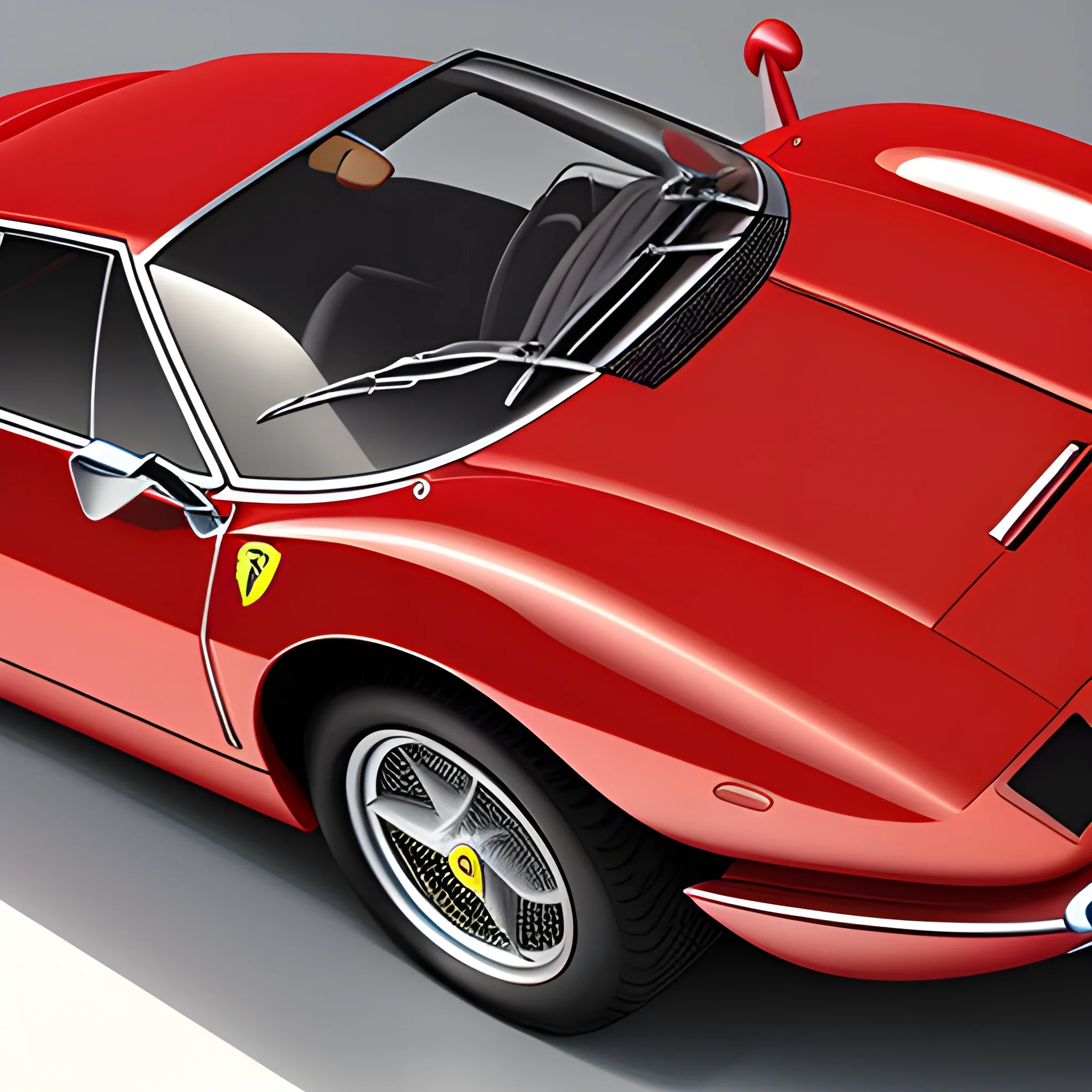 masterpiece, best quality,photo realistic, professional lighting, ((ferraridino246gt )),realistic skin, detailed skin,red car,full body,frying space,