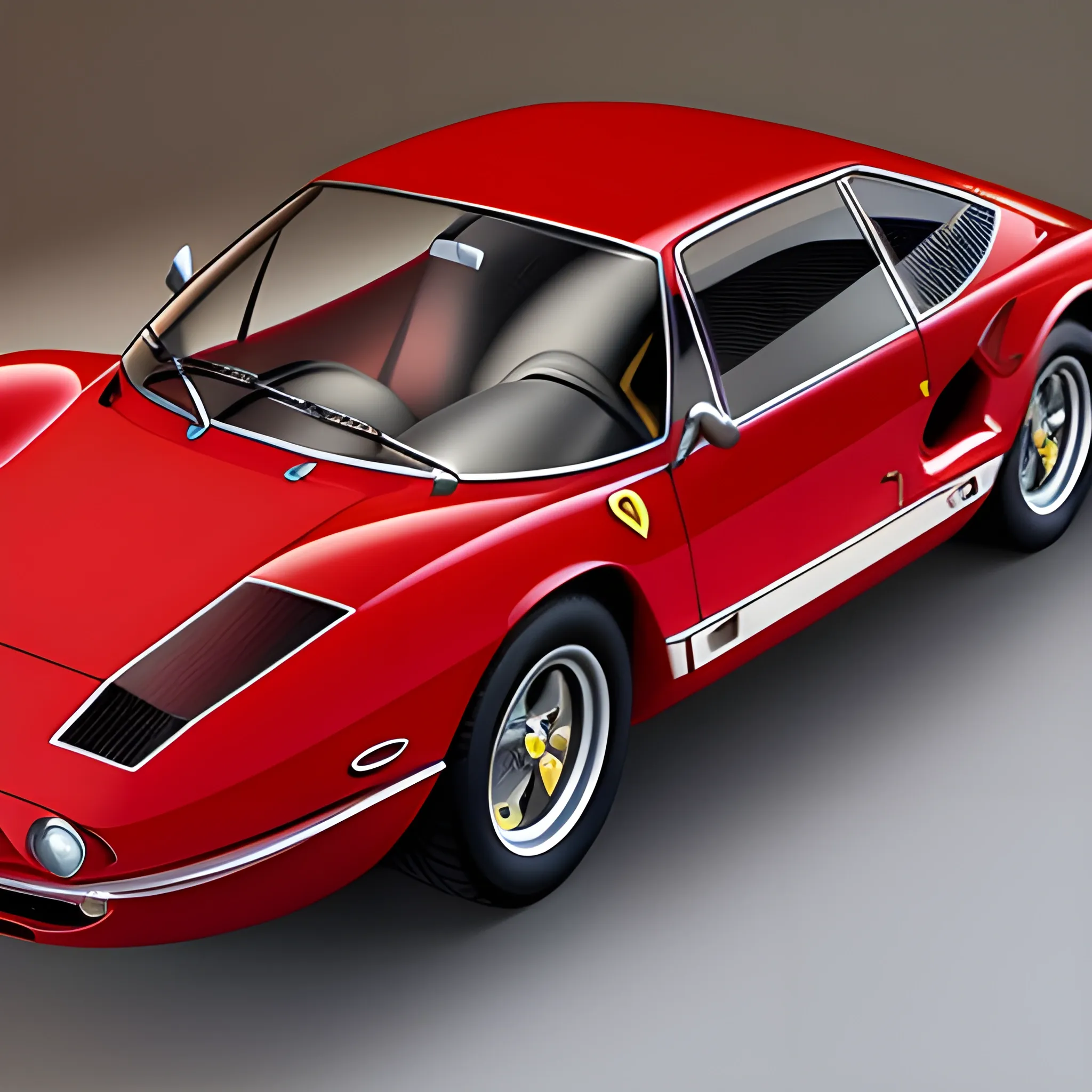 masterpiece, best quality,photo realistic, professional lighting, ((ferraridino246gt )),realistic skin, detailed skin,red car,full body,mettalic