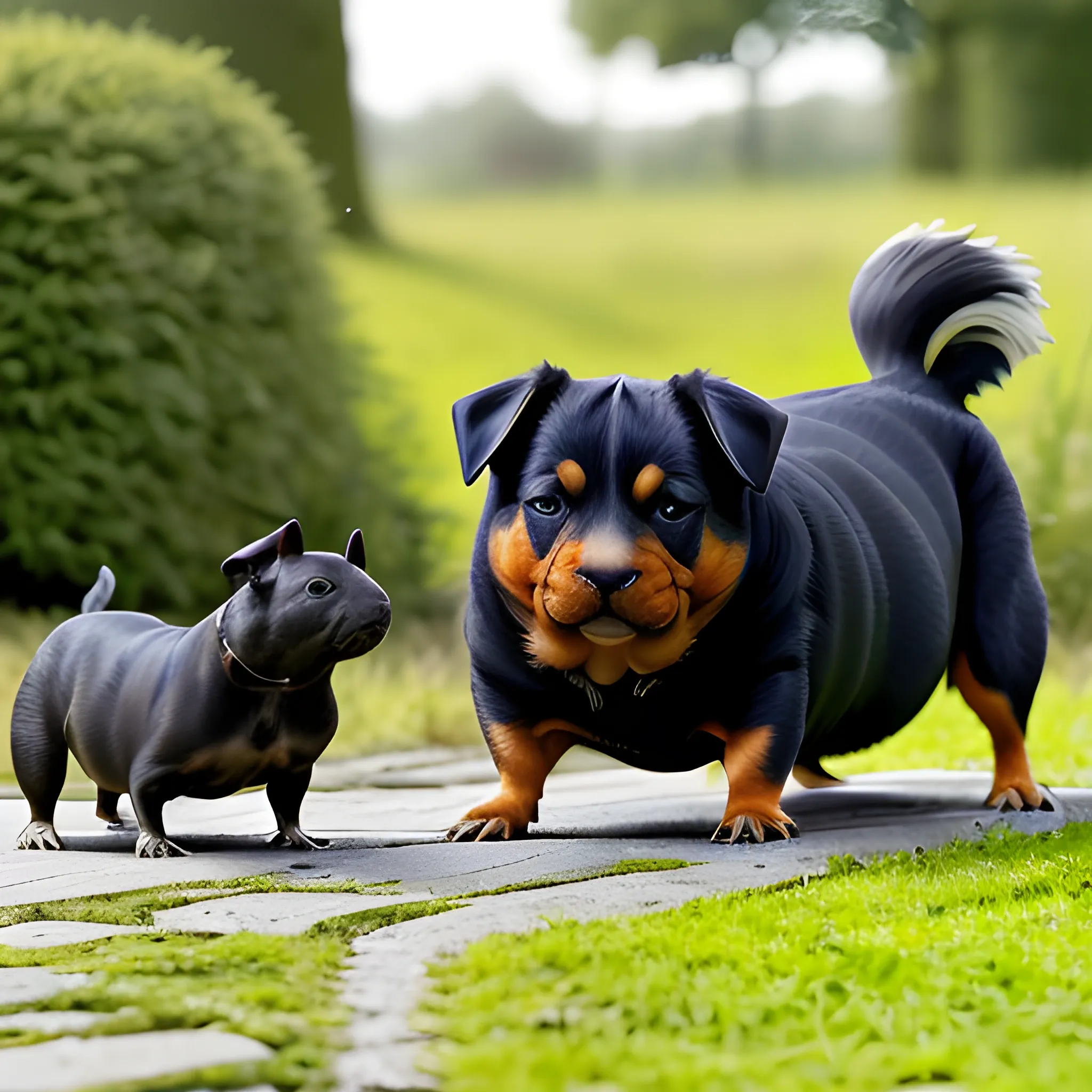 kruising tussen een cavia en een rottweiler
