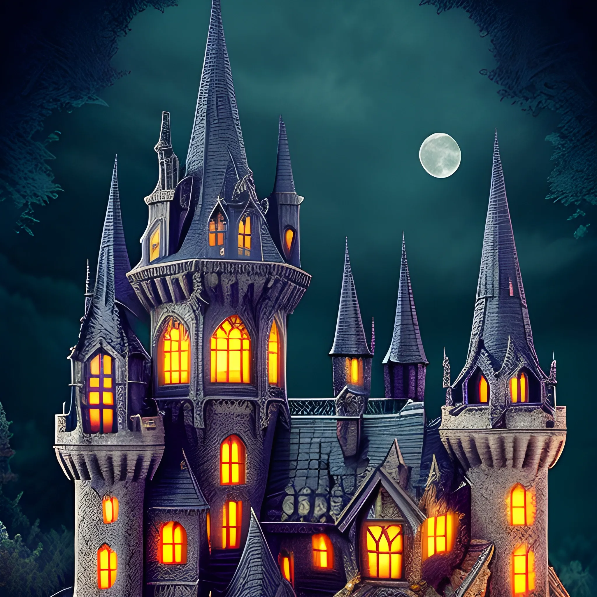 wizard realistic gothic castle moon bats nighttime 
masterpiece "dappled lighting" photography "intricate detail"