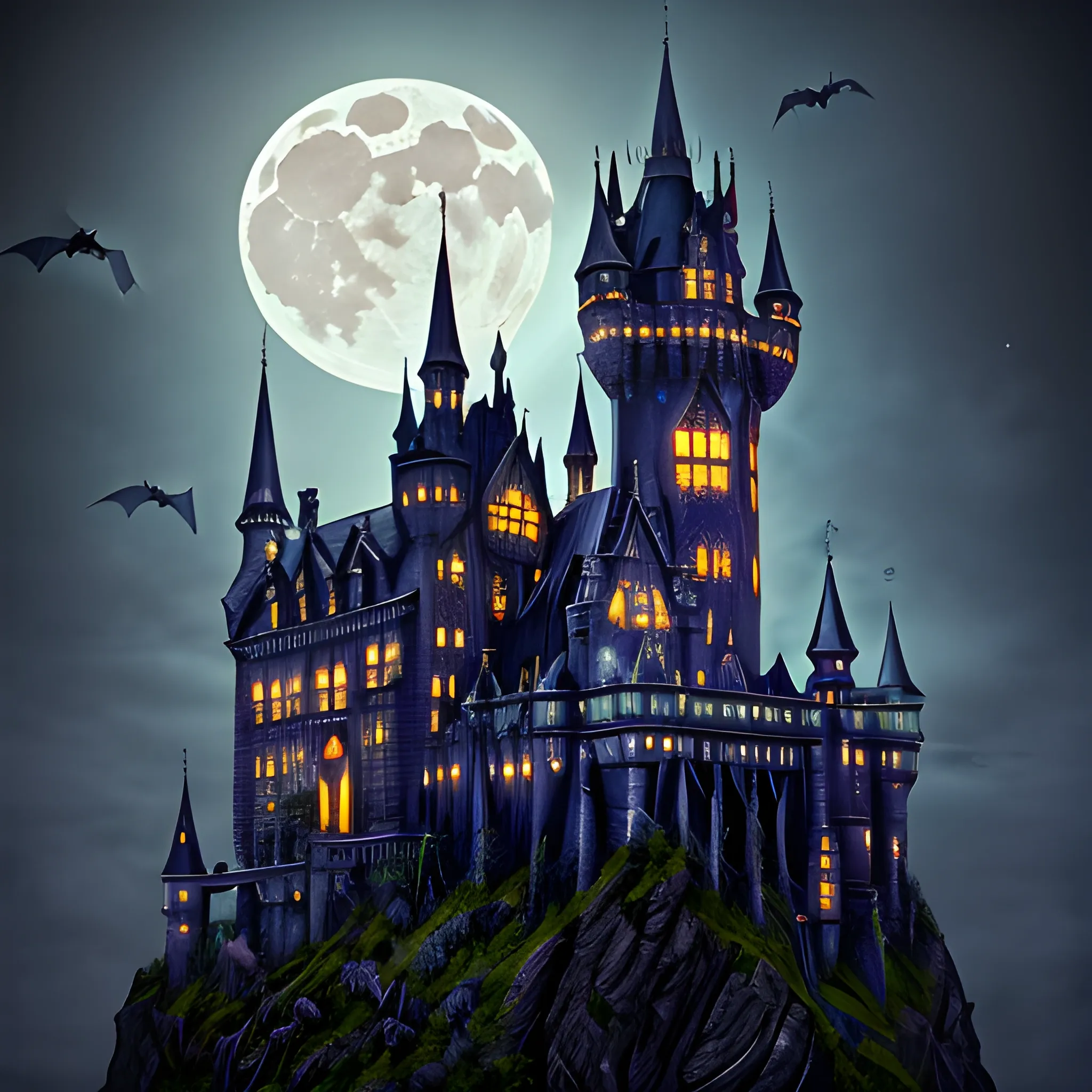 wizard realistic gothic castle moon bats nighttime 
masterpiece "dappled lighting" photography "intricate detail"