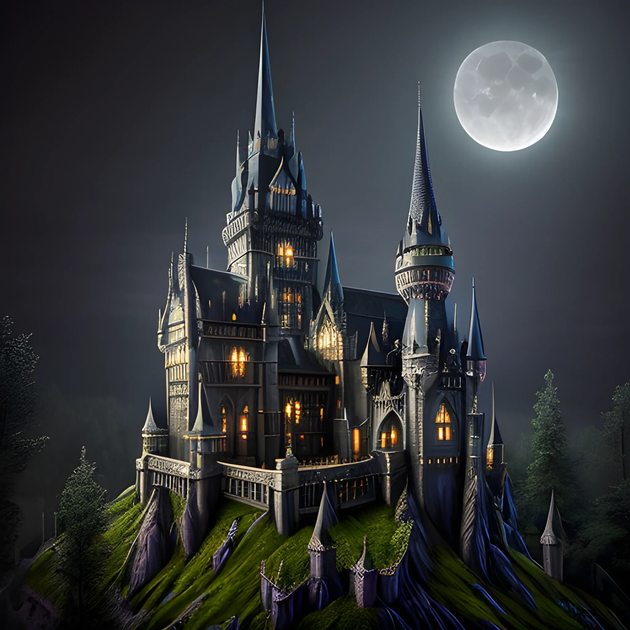 wizard realistic gothic castle moon bats nighttime 
masterpiece "dappled lighting" photography "intricate detail"