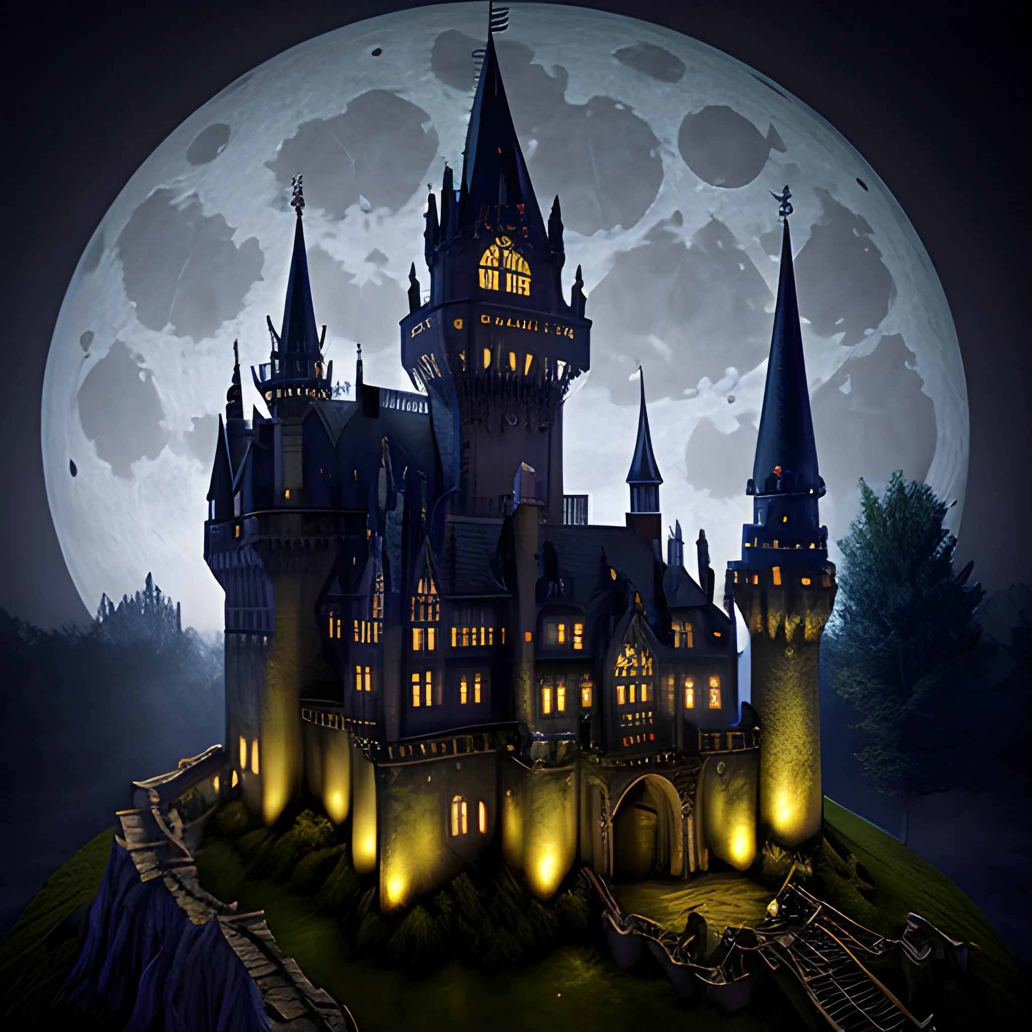 wizard realistic gothic castle moon bats nighttime 
masterpiece "dappled lighting" photography "intricate detail"